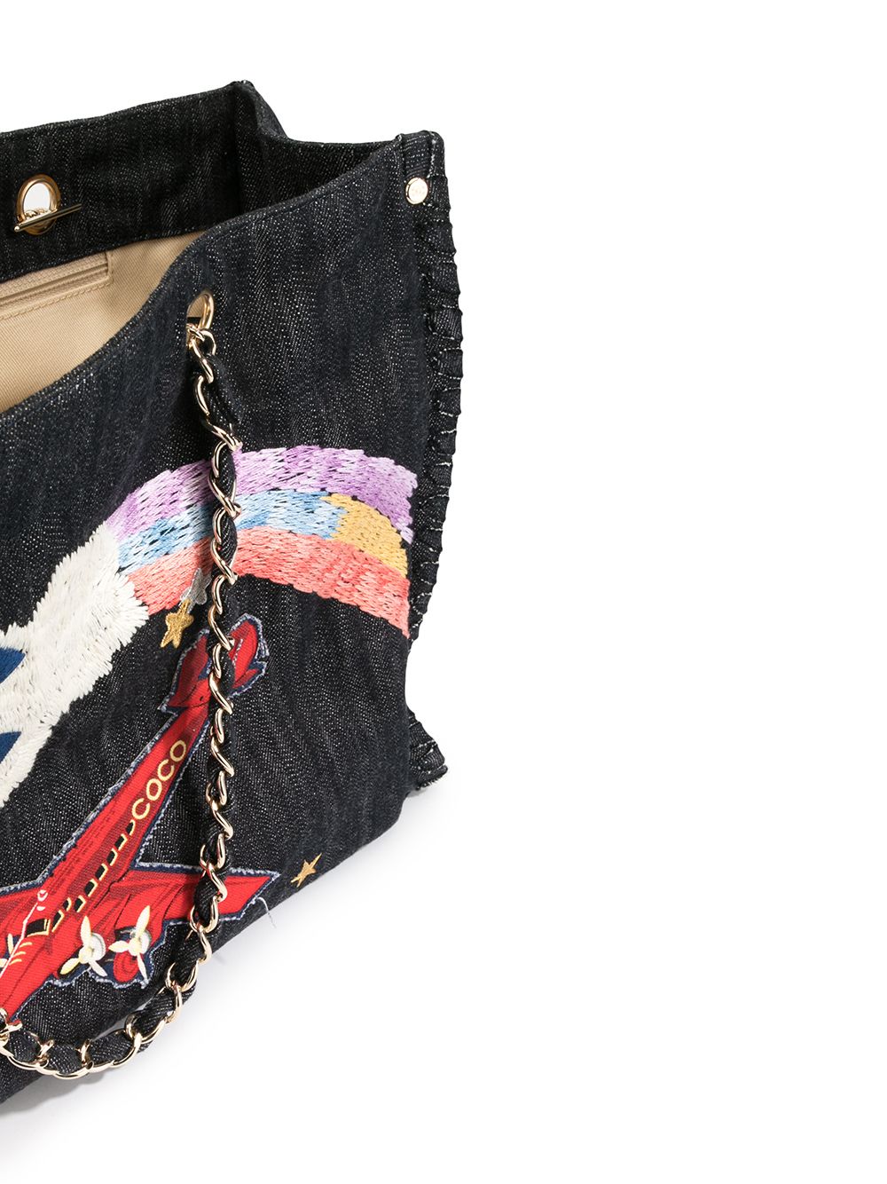Jumbo XL Rainbow Airplane Embroidered Tote