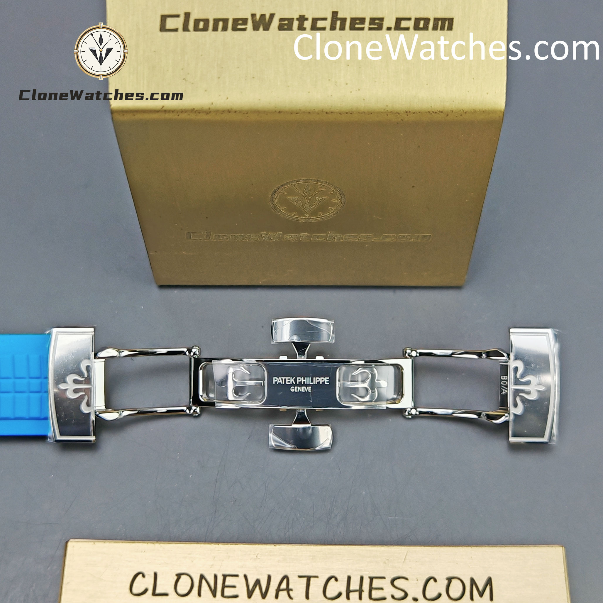 Patek Philippe Super Clone Watches 1:1 Aquanaut 5167 Black Dial Blue Strap 40mm