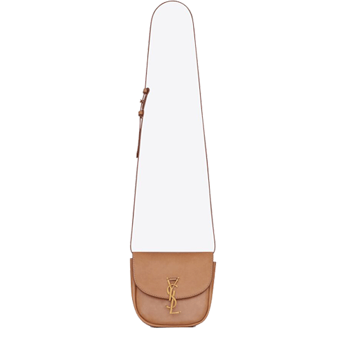 Saint Laurent Kaia Small YSL-Plaque Leather Cross-Body Bag--brown