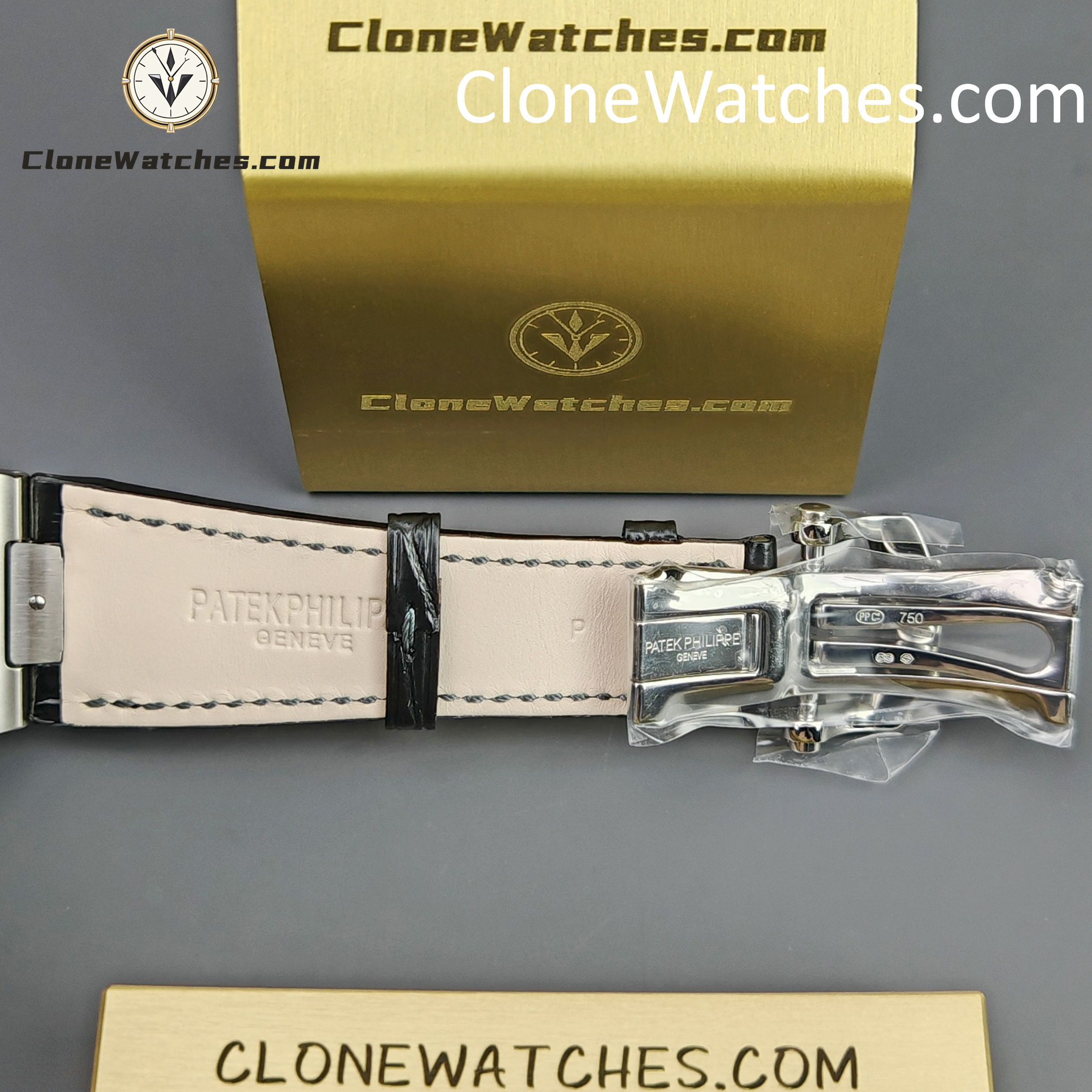 Patek Philippe Super Clone Watches 1:1 Nautilus 5711 Grey Dial Black Leather Strap