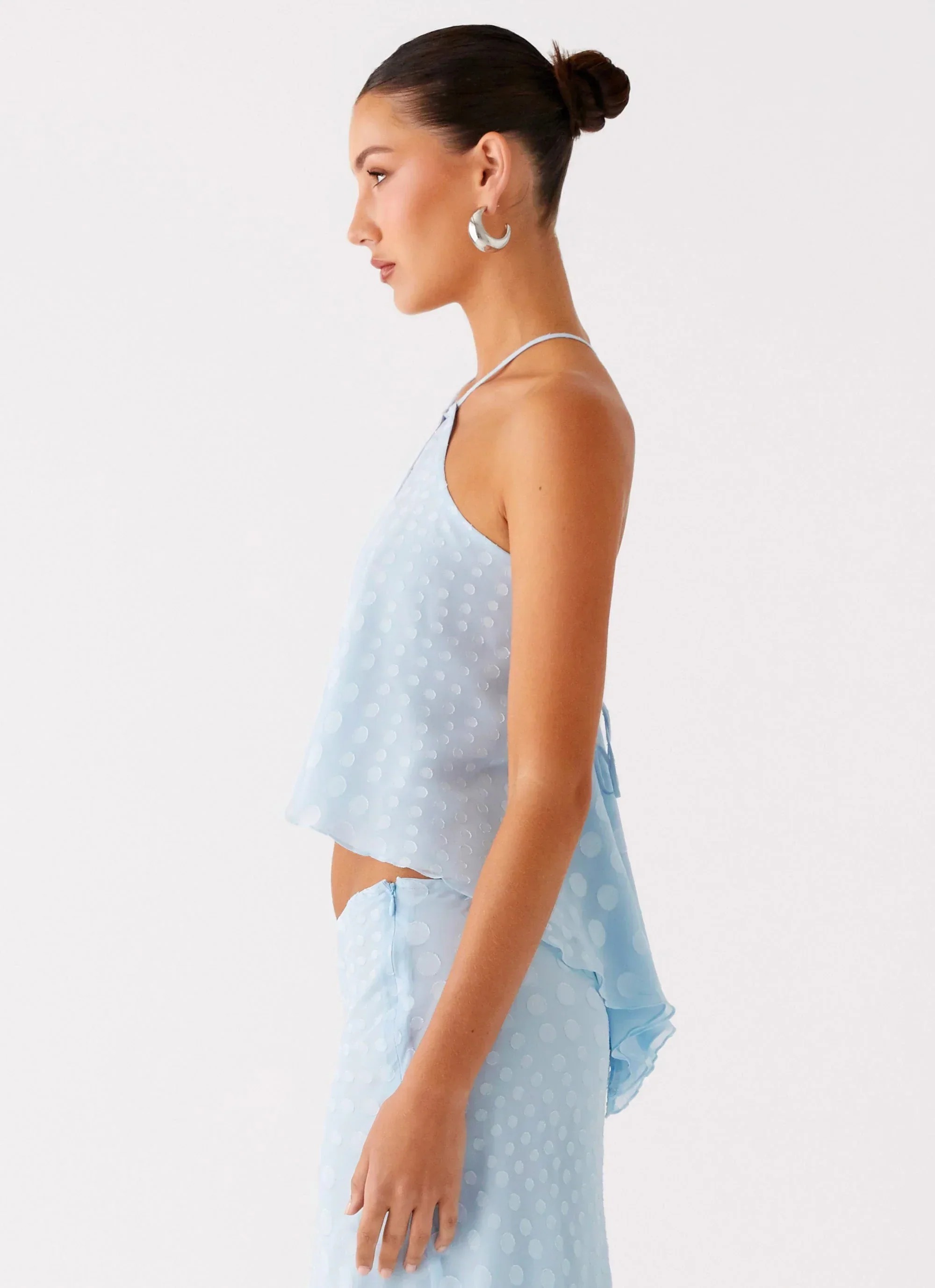 Mena Chiffon Spot Top - Blue