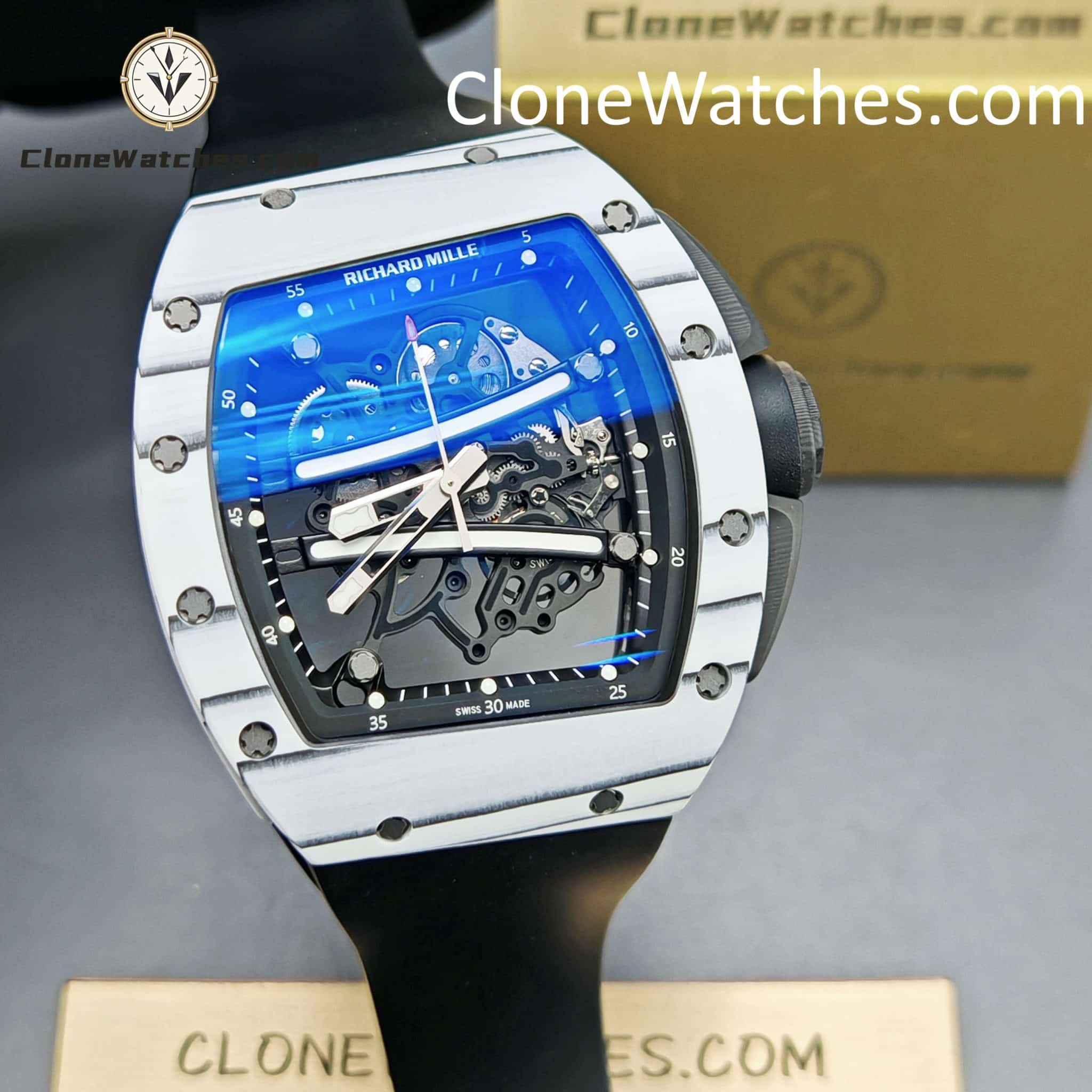 Richard Mille Super Clone Watches 1:1 RM 61-01 ULTIMATE EDITION Tourbillon White Strap