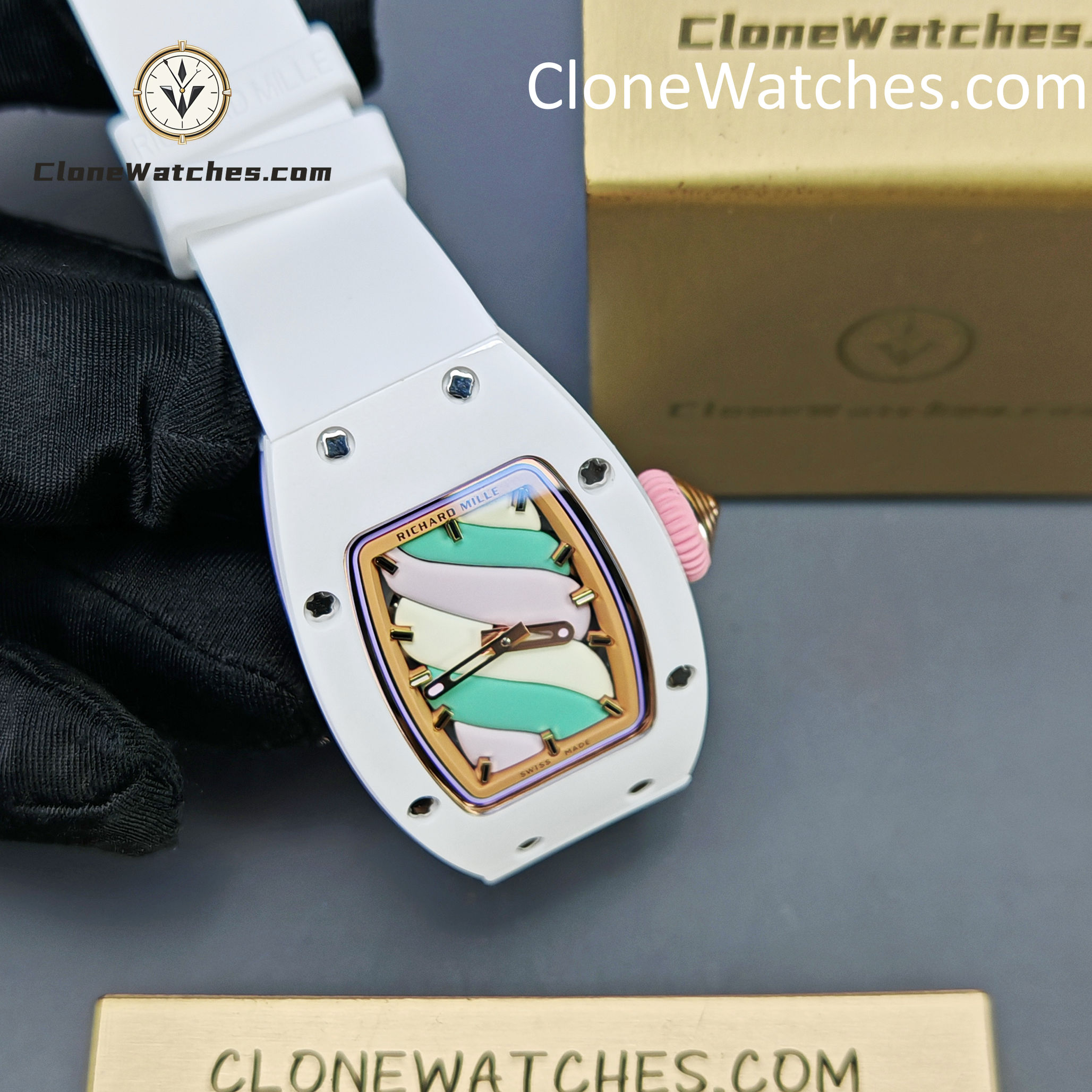 Richard Mille Super Clone Watches 1:1 RM 07-03 “Marshmallow” ATZ Ceramic/TZP White Strap