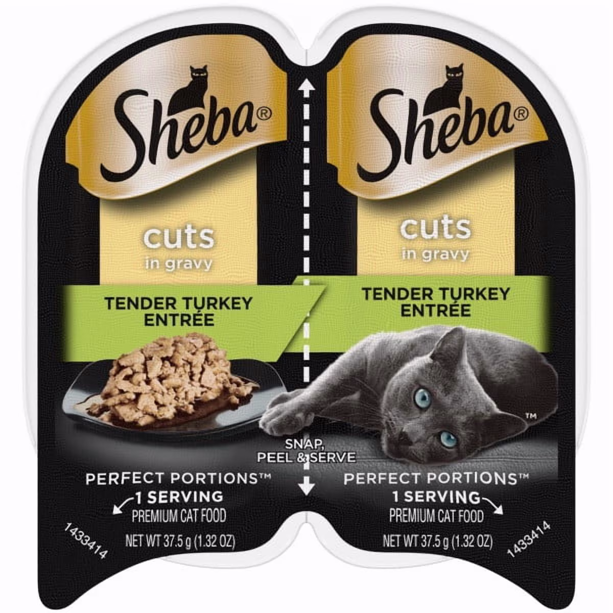 Sheba Perfect Portions Tender Turkey Entree Cuts In Gravy Cat Food, 2.6 Oz Twin-Pack Trays