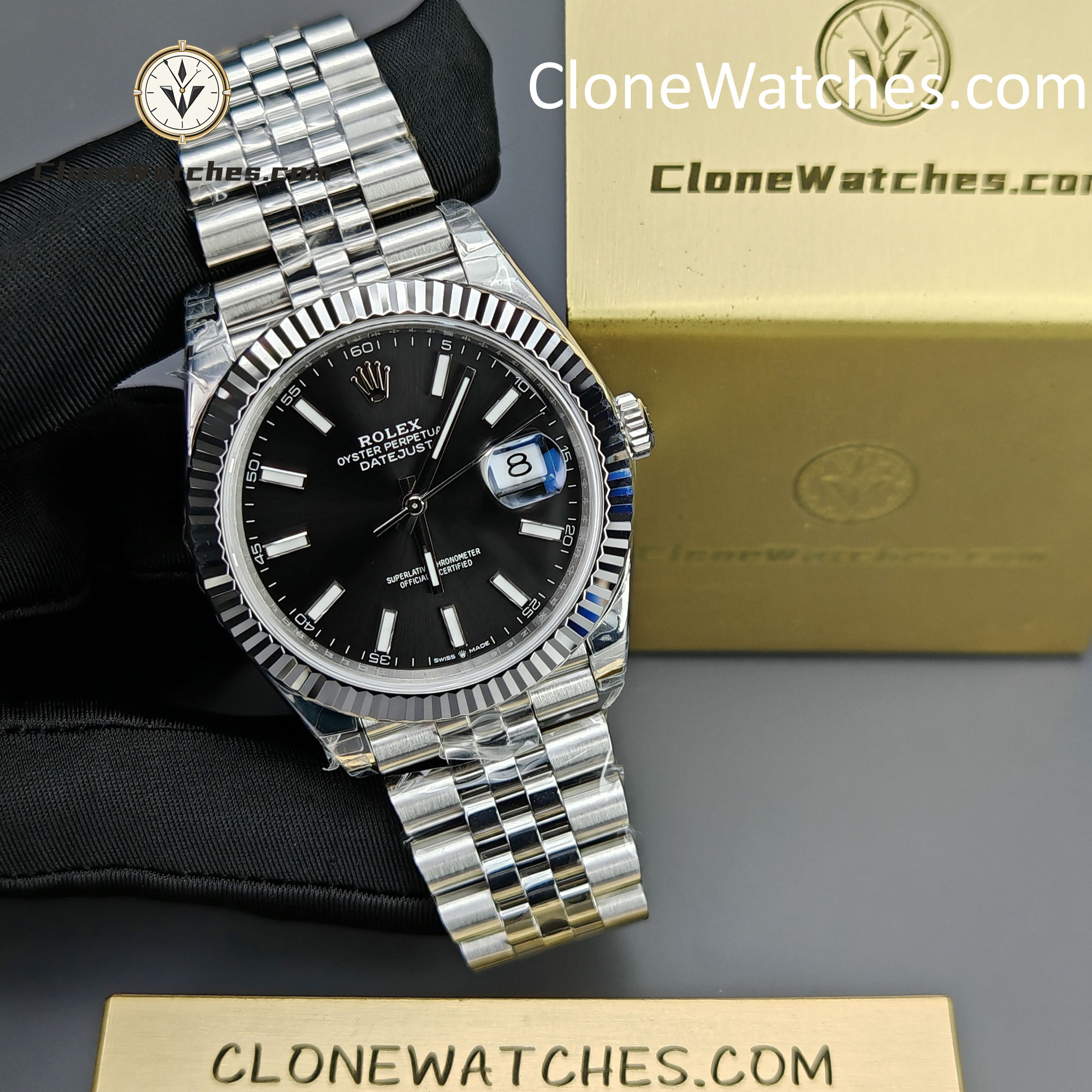 Rolex Super Clone Watches 1:1 DateJust Black Dial m126334-0018 Jubilee 41MM 3235 Movement