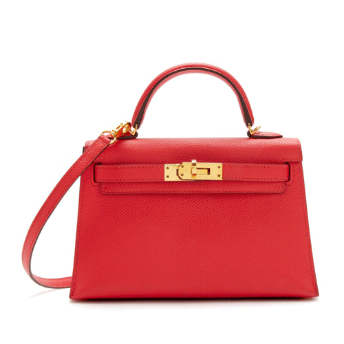 HERMES Epsom Mini Kelly Sellier 20 Red