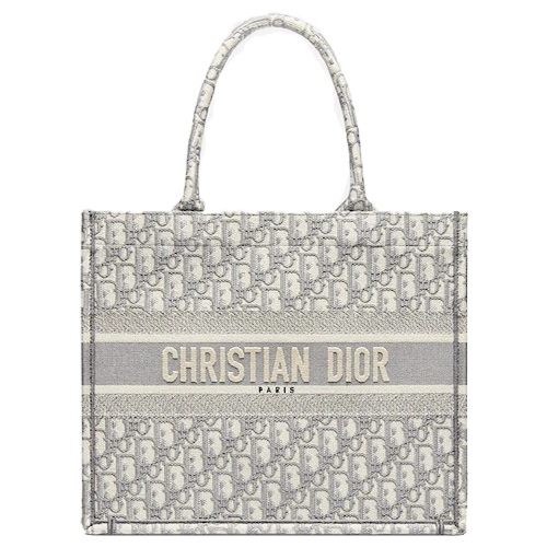 SMALL DIOR BOOK TOTE Gray Dior Oblique Embroidery