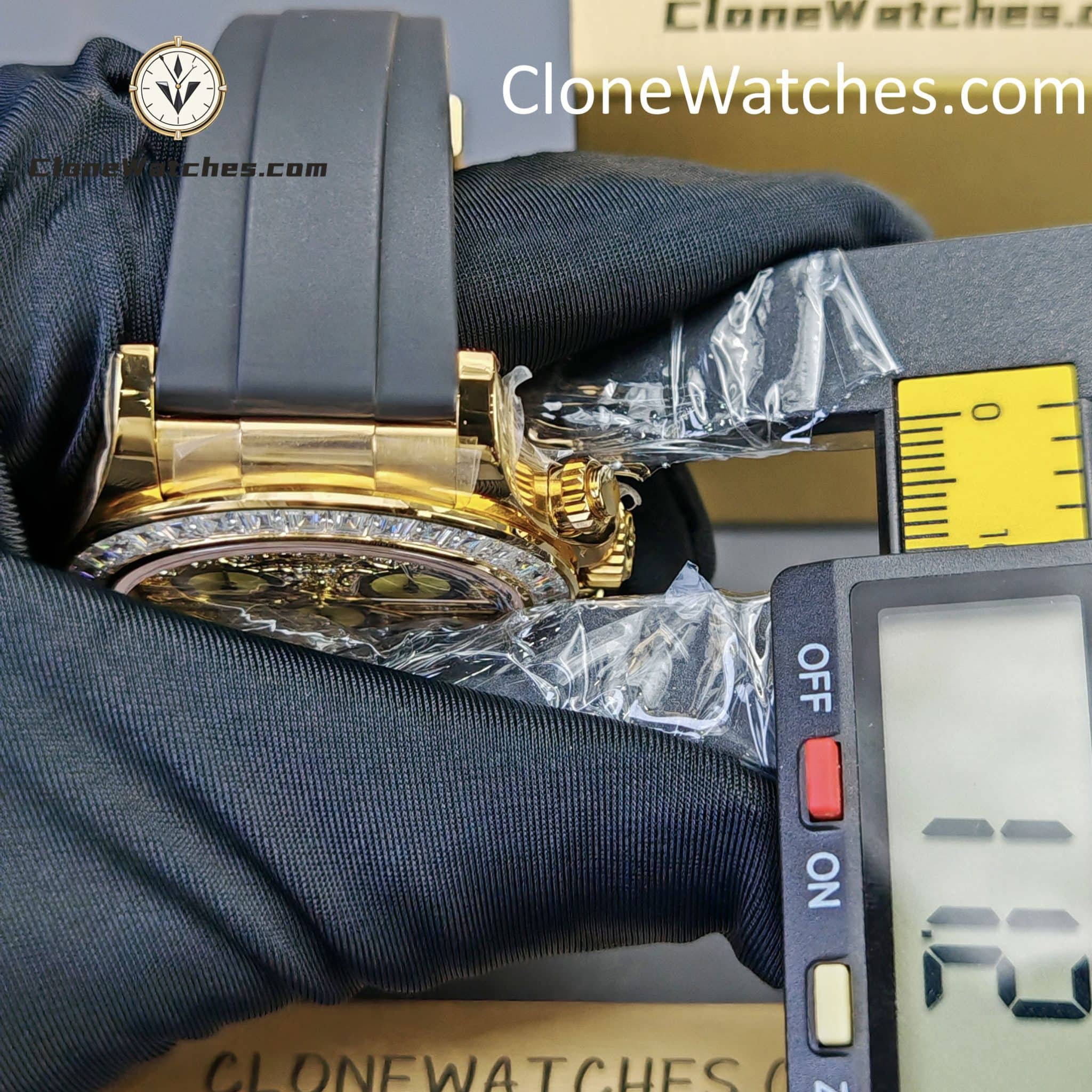 Rolex Super Clone Watches 1:1 Daytona 18K Gold 116588TBR Eye of the Tiger Diamonds Dial 4130 Movement