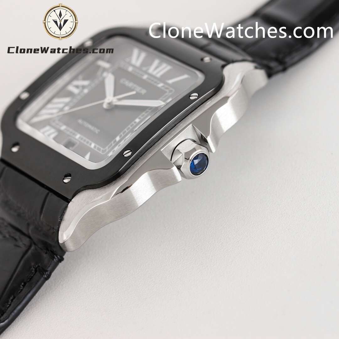 Cartier Super Clone Watches 1:1 Santos Series Grey Dial 39.8MM WSSA0037 Leather Strap