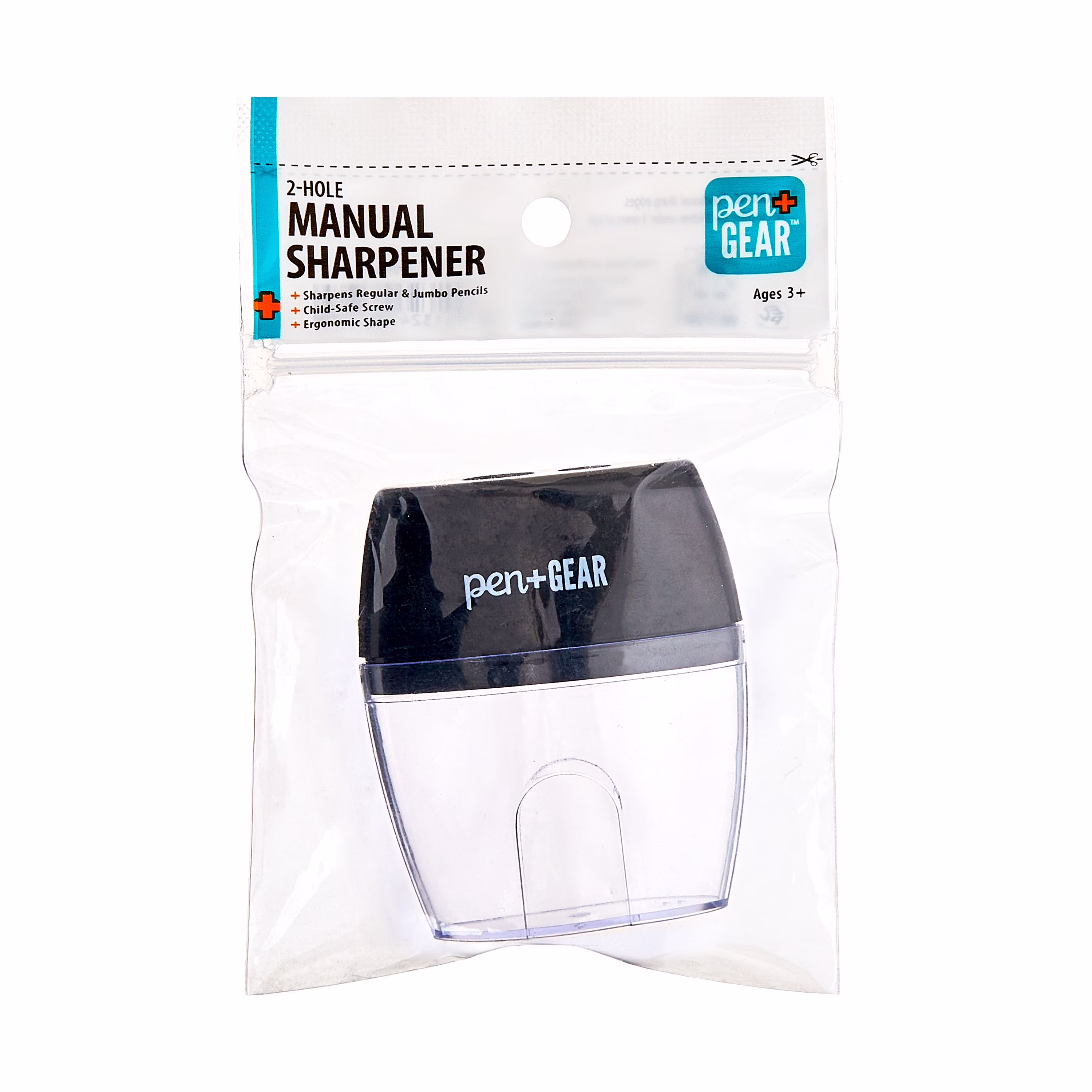 Pen+Gear 2-Hole, Handheld Manual Pencil Sharpener, Black, 1 Count
