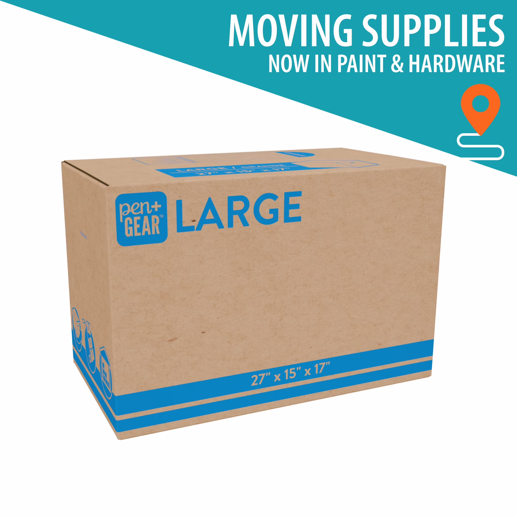 Pen+Gear Large Moving Boxes, 27L x 15W x 17H, Kraft