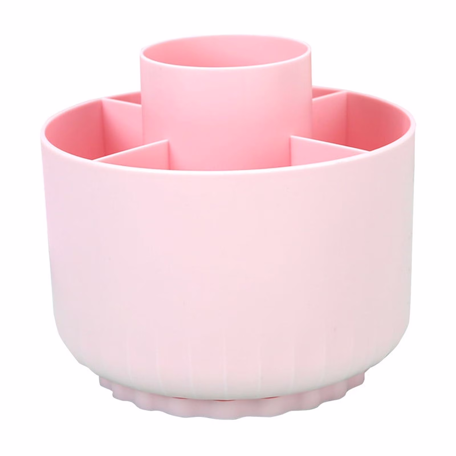Qocolhg 360-Degree Rotating Desk Organizer, Pen Holders for Desk, 5 Compartment Pen Holder and Art Supply Storage Box for Office and Home, Pink