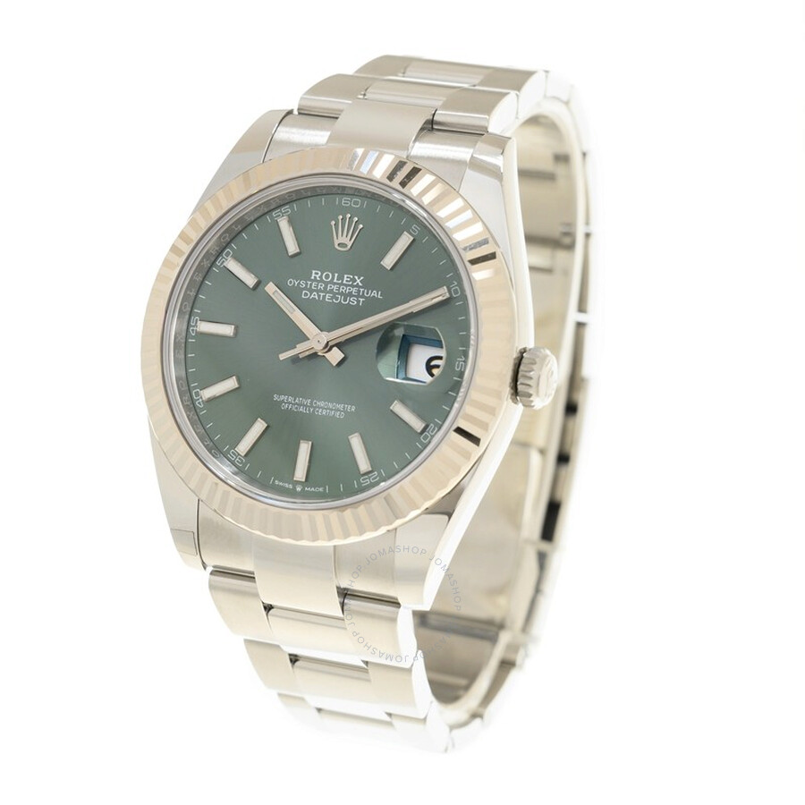 Rolex Datejust 41 Mint Green Dial Automatic Men s Steel and White Gold Oyster Watch M126334-0027（Lifetime free warranty+90-days replacement service & Refund!.）