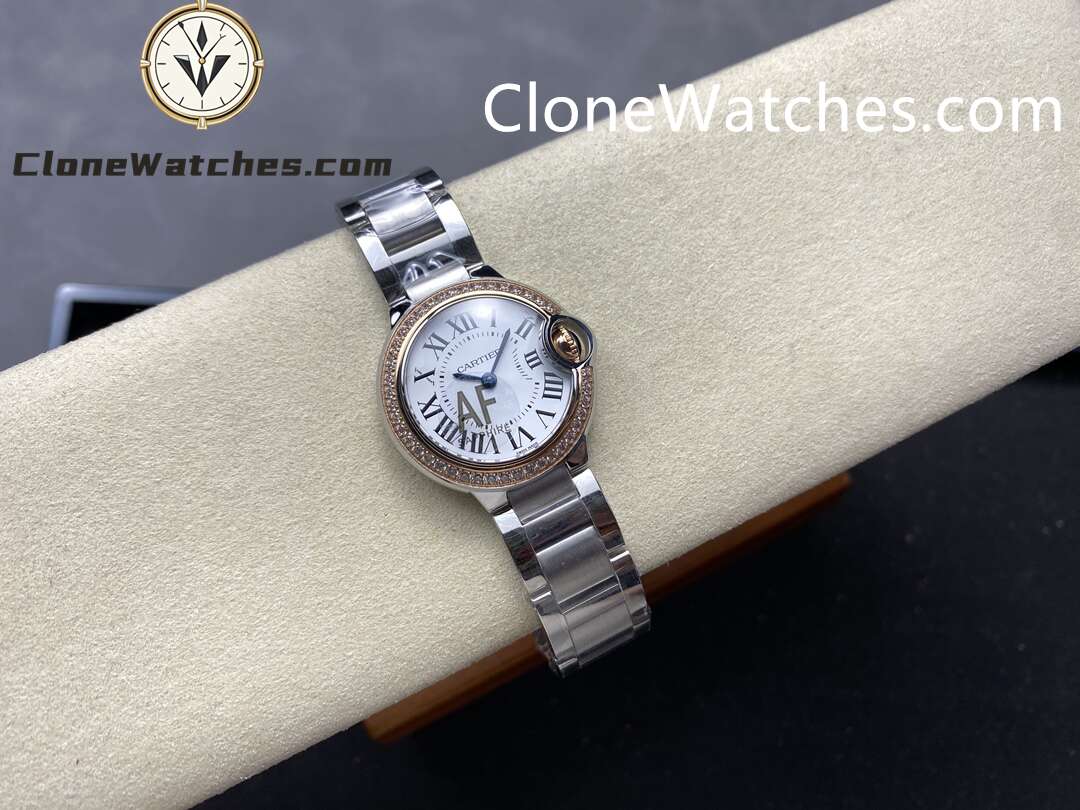 Cartier Super Clone Watches 1:1 Ballon Bleu de WE902079 White Roman Dial 28mm