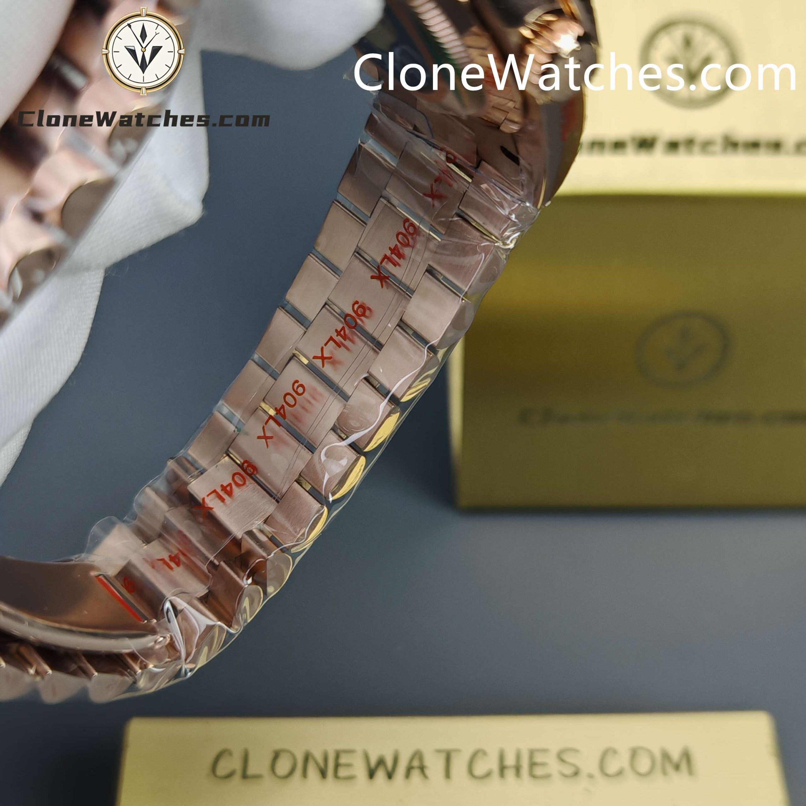 Rolex Super Clone Watches 1:1 Day Date 18K Rose Gold Sundust Roman Dial 40mm m228235 3255 Movement