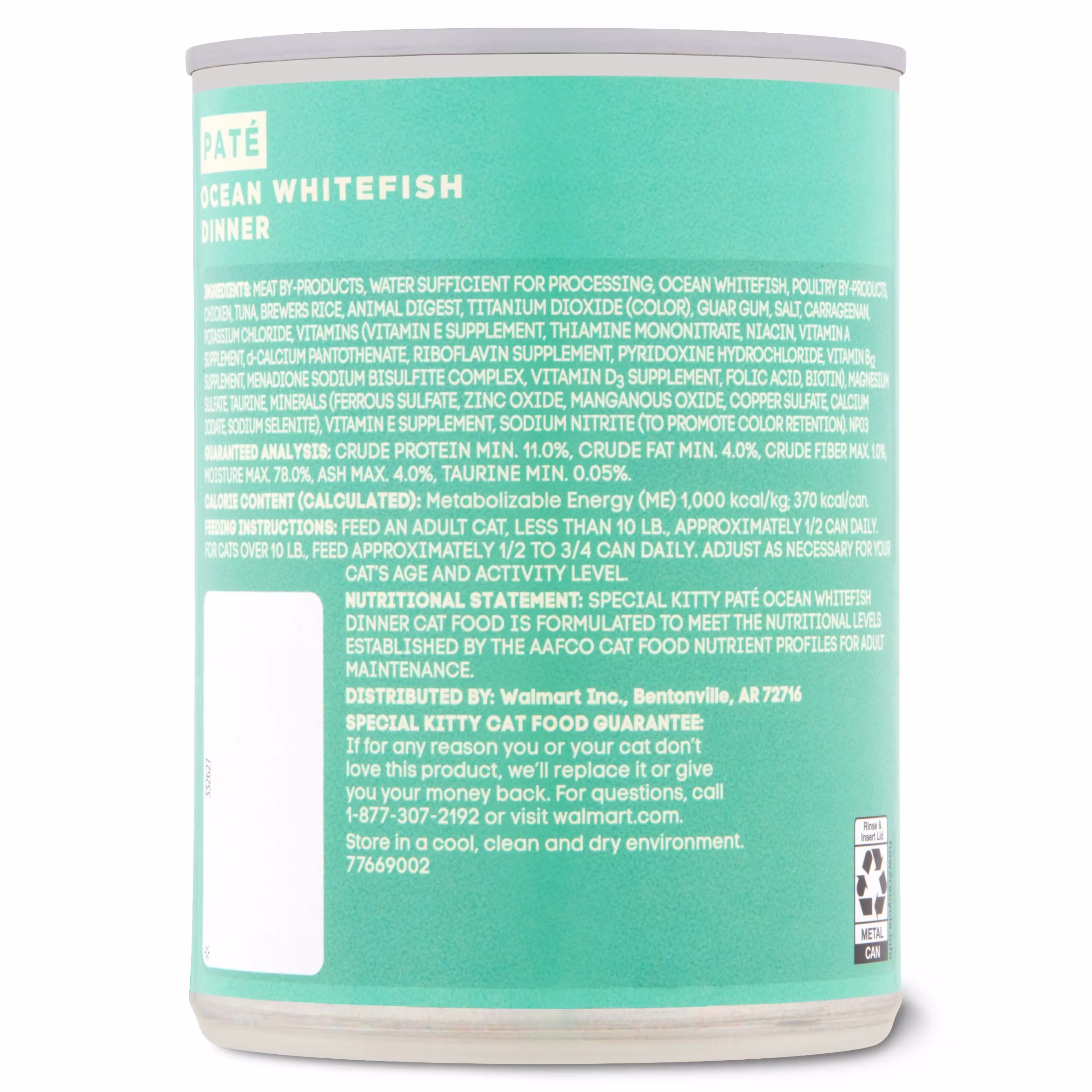 Special Kitty Ocean Whitefish Dinner Pate Wet Cat Food, 13 oz Can