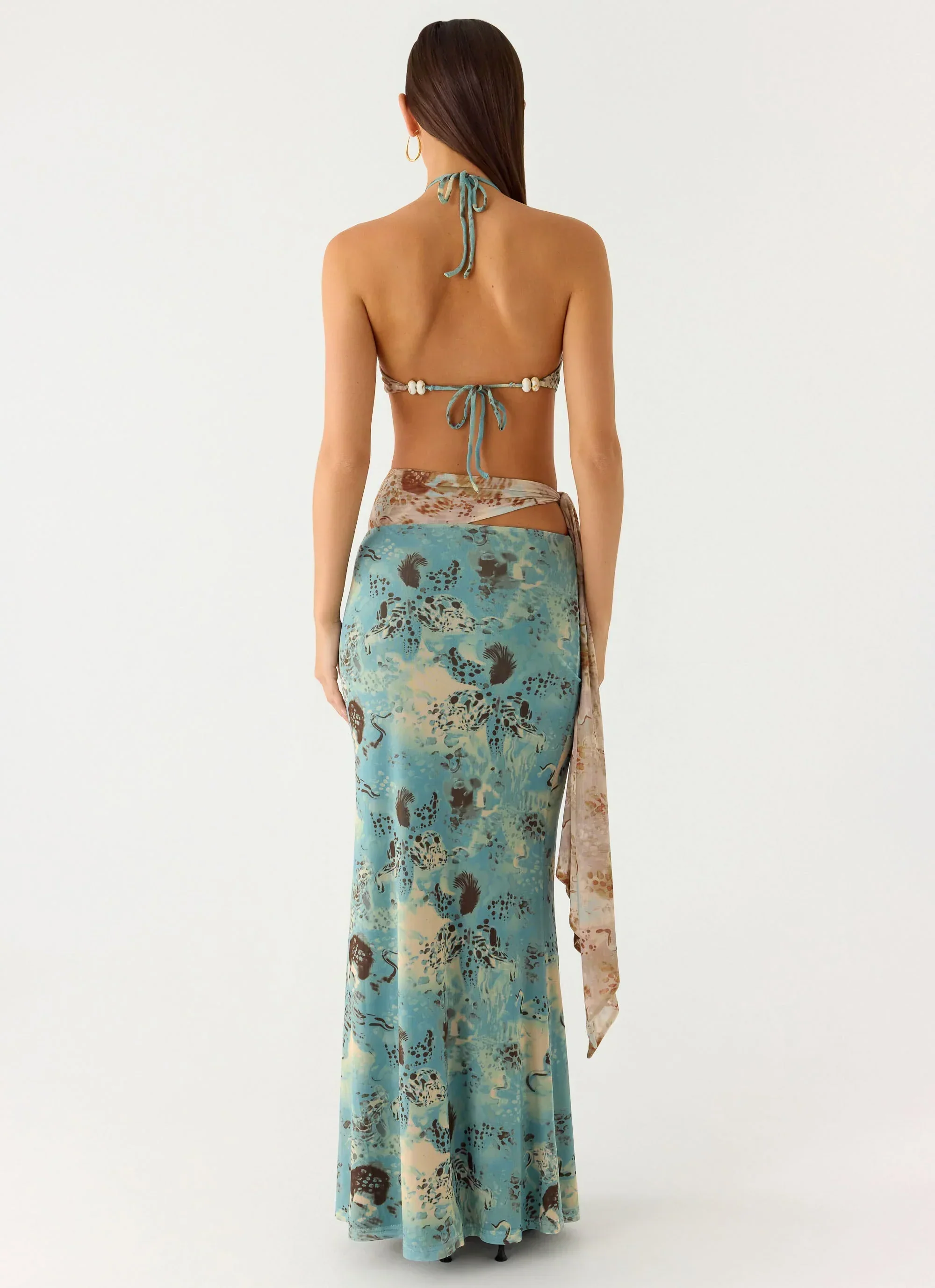 Rebel Beaded Maxi Dress - Aqua Blur