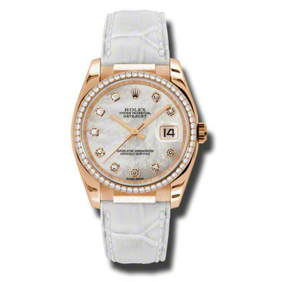 Rolex Datejust Mother of Pearl Automatic White Leather Strap Ladies Watch 116185MDL（Lifetime free warranty+90-days replacement service & Refund!.）