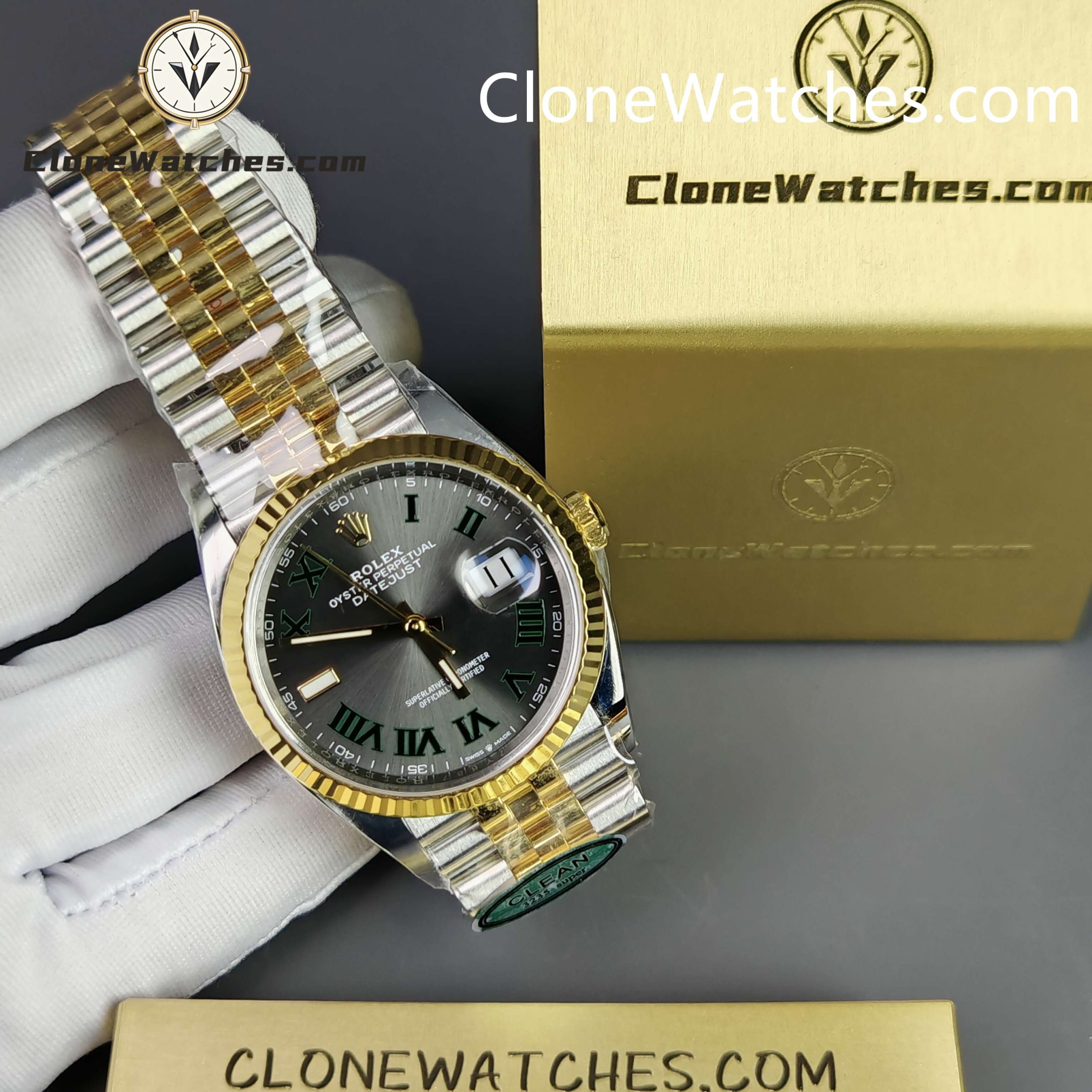 Rolex Super Clone Watches 1:1 DateJust Gray Roman Dial M126233 – 0035 Jubilee 36MM 3235 Movement