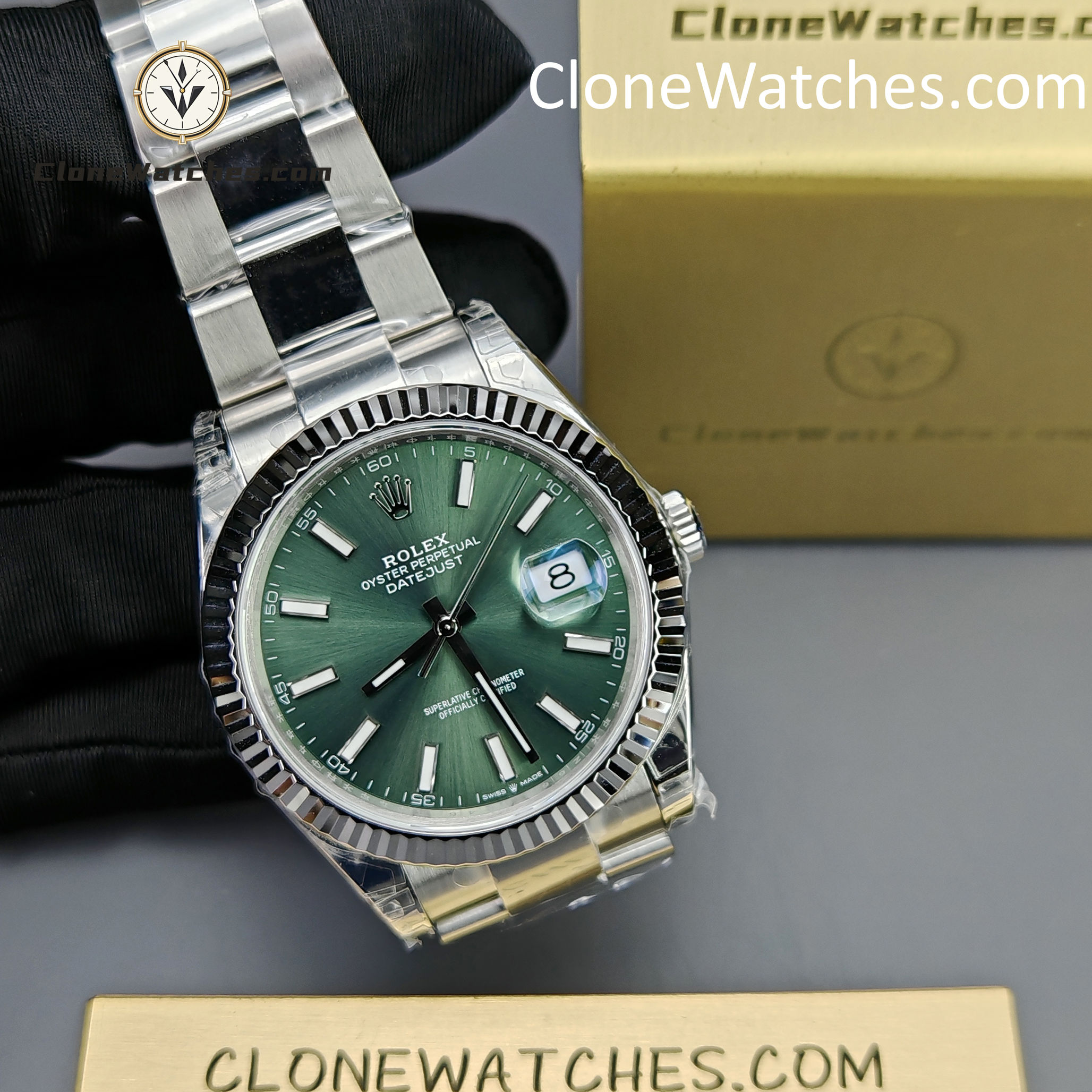 Rolex Super Clone Watches 1:1 DateJust Green Dial m126334-0027 Oyster 41MM 3235 Movement
