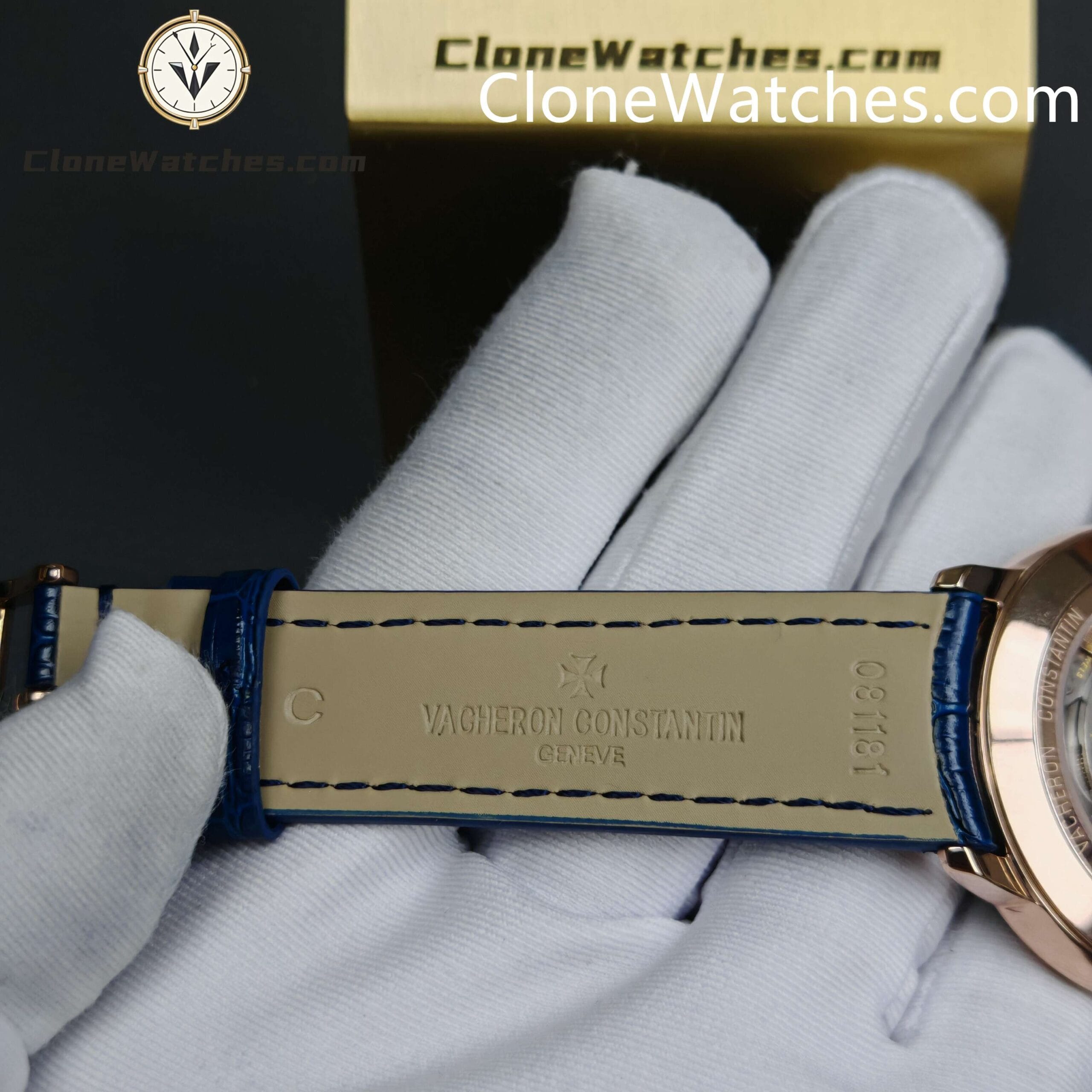Vacheron Constantin Super Clone Watches 1:1 Patrimony Rose Gold 85180/000R-B515 Blue Dial
