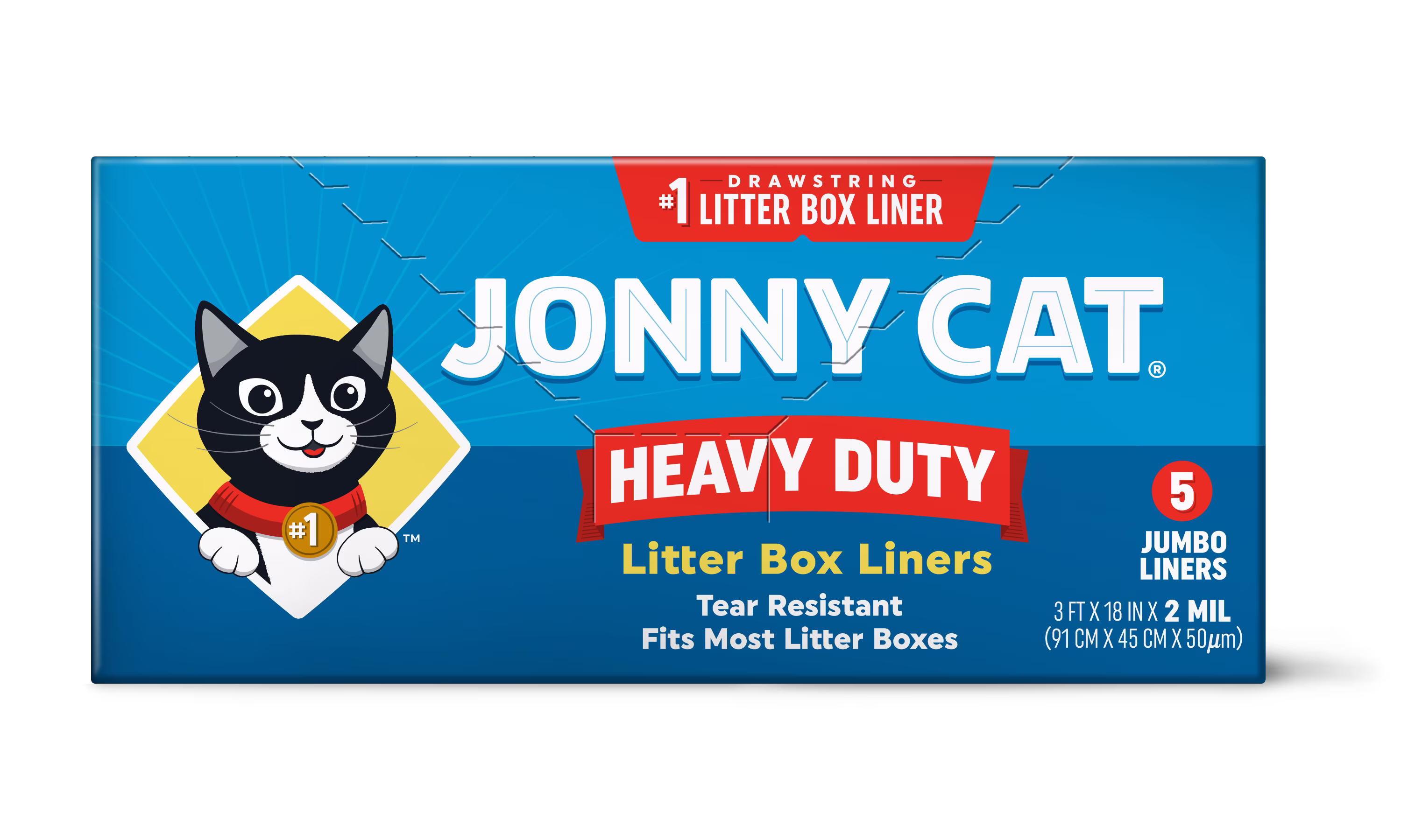 Jonny Cat Heavy Duty Jumbo w/Drawstring Litter Box Liners, 5 ct