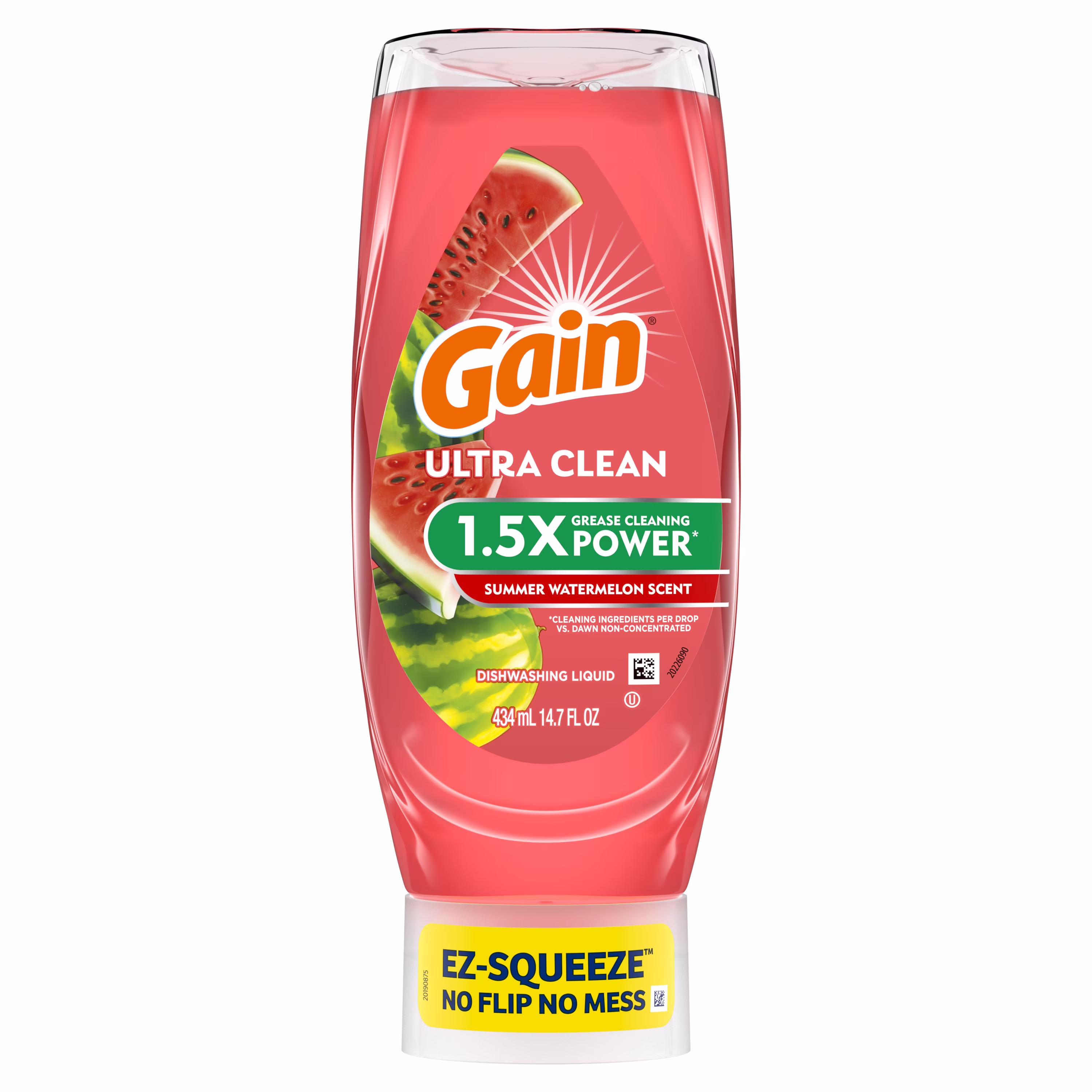 Gain Ultra EZ-Squeeze Dish Soap, Dishwashing Liquid, Grease Removal, Summer Watermelon, 14.7oz