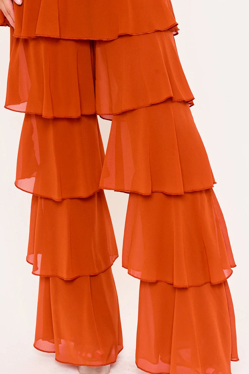 Symphony Jumpsuit - Techno Crepe & Chiffon Contrast Jumpsuit
