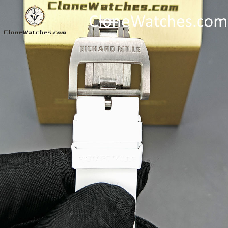 Richard Mille Super Clone Watches 1:1 RM 055 Ceramics Tourbillon White Strap