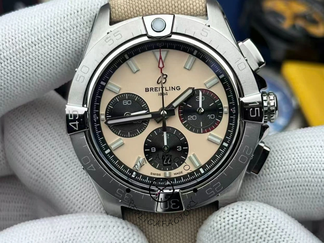 Breitling Avenger B01 Chronograph 44 Watch AB0147101A1X1 1:1 Clone Beige Dial