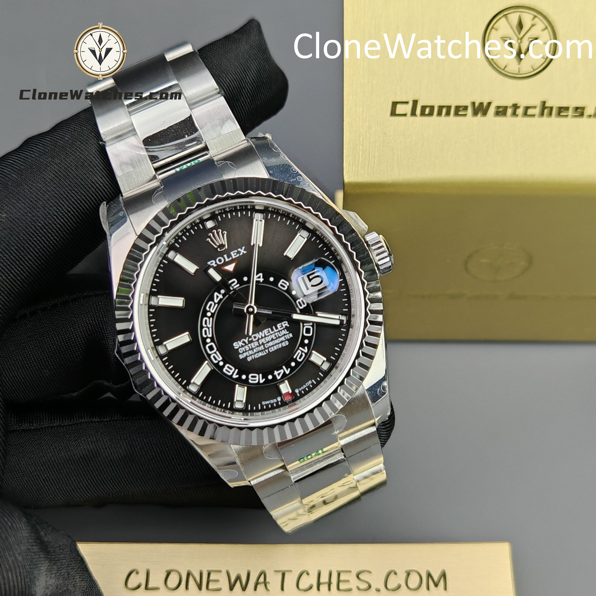 Rolex Super Clone Watches 1:1 Sky Dweller Black Dial Oyster m336934-0007 9002 Movement