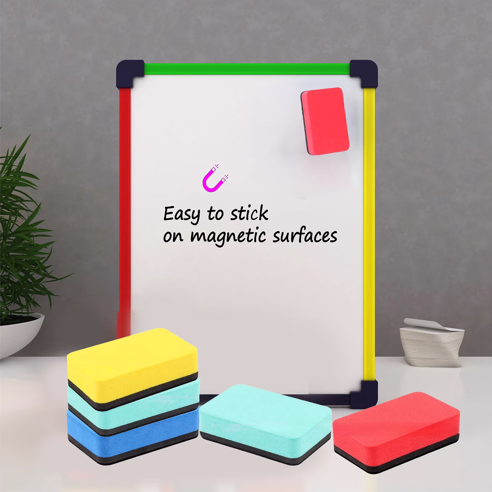 White Rectangular Cloth Eraser Chalkboard Dry Erase Board Classroom Supplies Teacher Tool 1pc