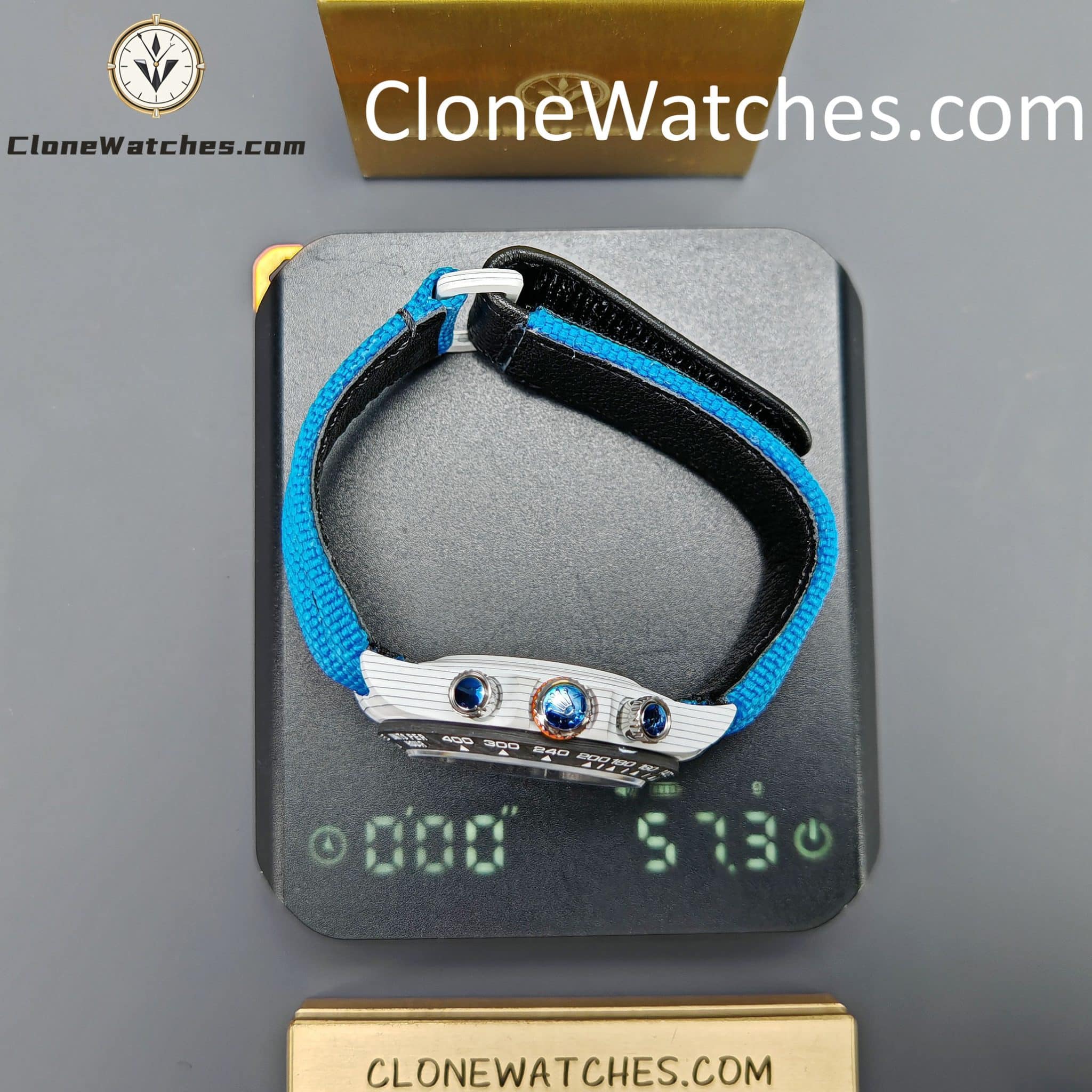 Modified Super Clone Watches 1:1 DiW Rolex Daytona Quartz Fiber Unique Piece RACING BLUE