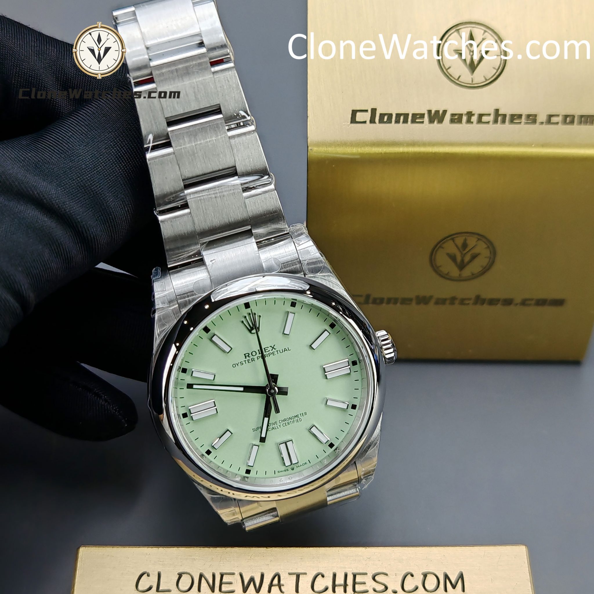 Rolex Super Clone Watches 1:1 Oyster Perpetual Olive Green Dial 41mm M134300-0006 3230 Movement