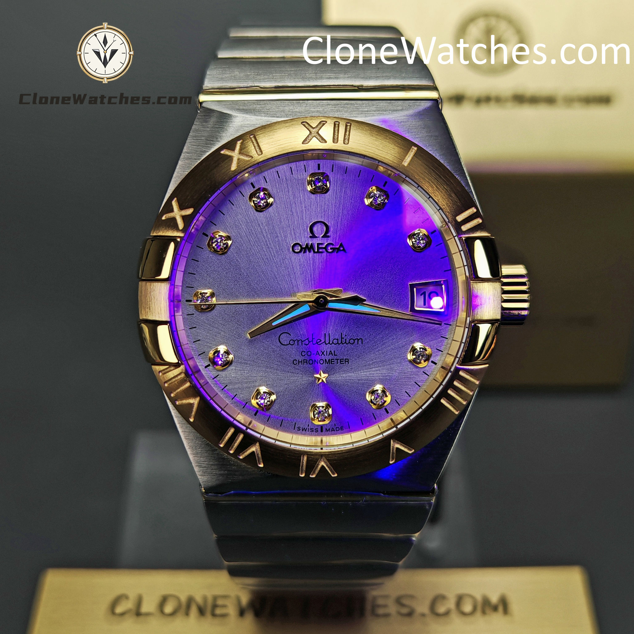 OMEGA Super Clone Watches 1:1 Constellation steel �� 18k gold on steel 123.20.35.20.52.002 35mm
