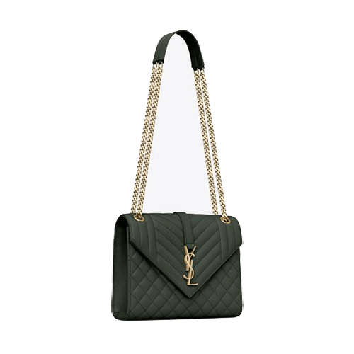 Saint Laurent small Monogram matelassé envelope crossbody bag-green