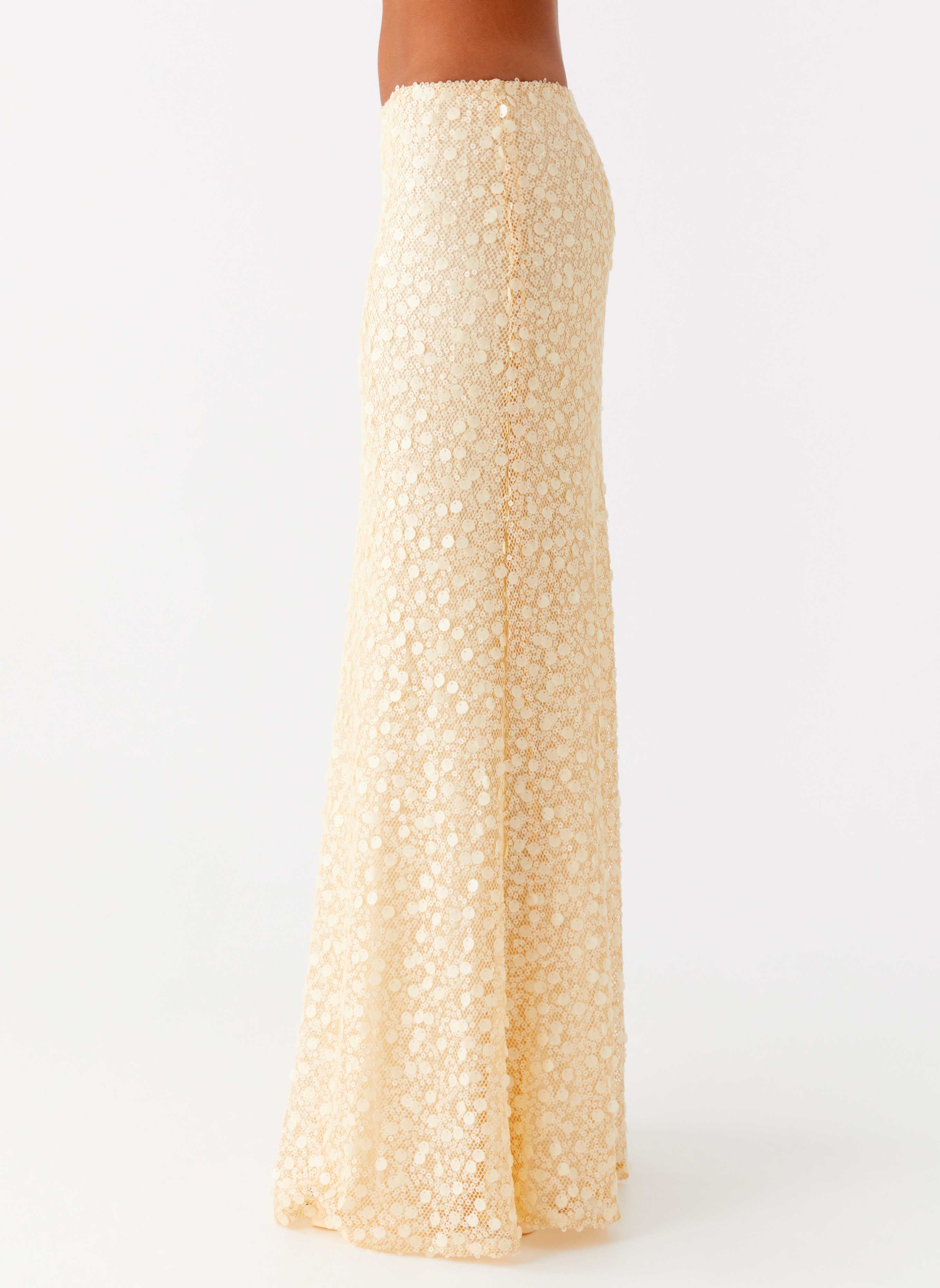 Honestly Sequin Maxi Skirt - Yellow