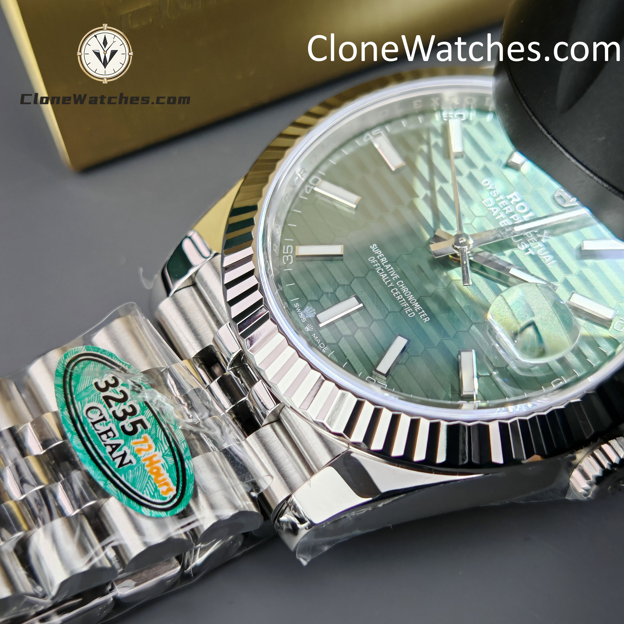 Rolex Super Clone Watch 1:1 DateJust Water Ripple Green Dial m126334-0030 Jubilee 41MM 3235 Movement