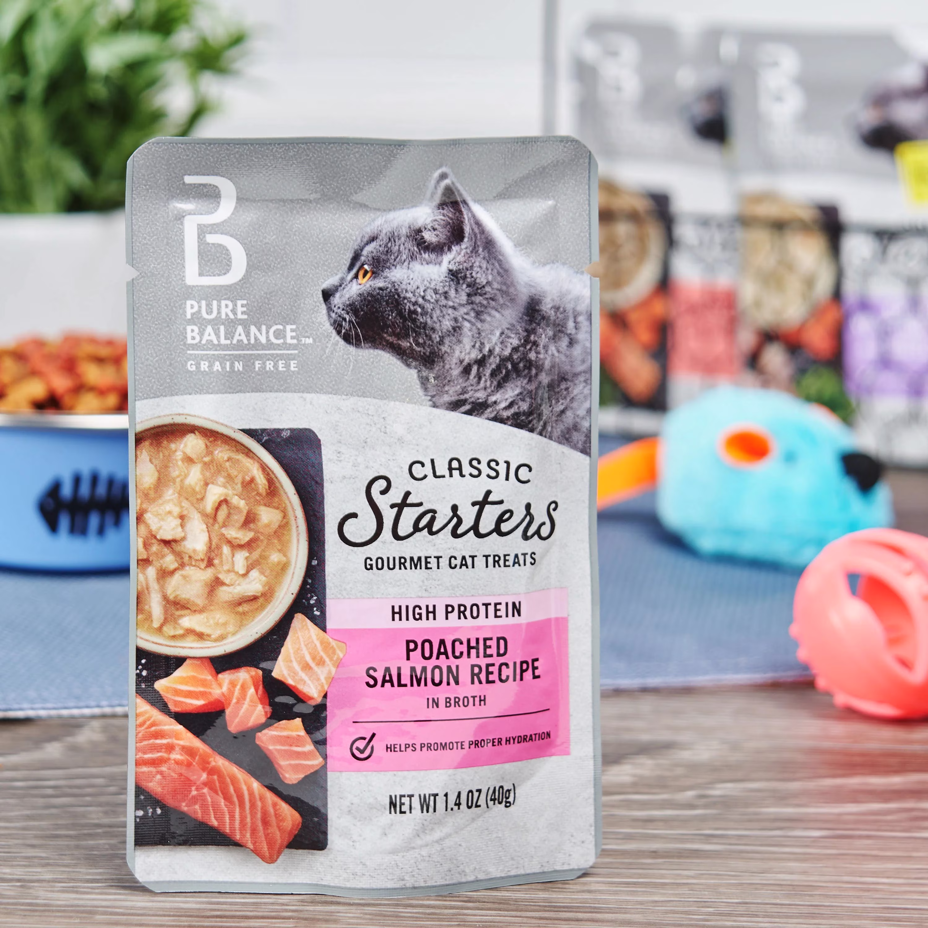 (12 pack) Pure Balance Classic Starters Gourmet Cat Treats, Poached Salmon in Broth, 1.4 oz