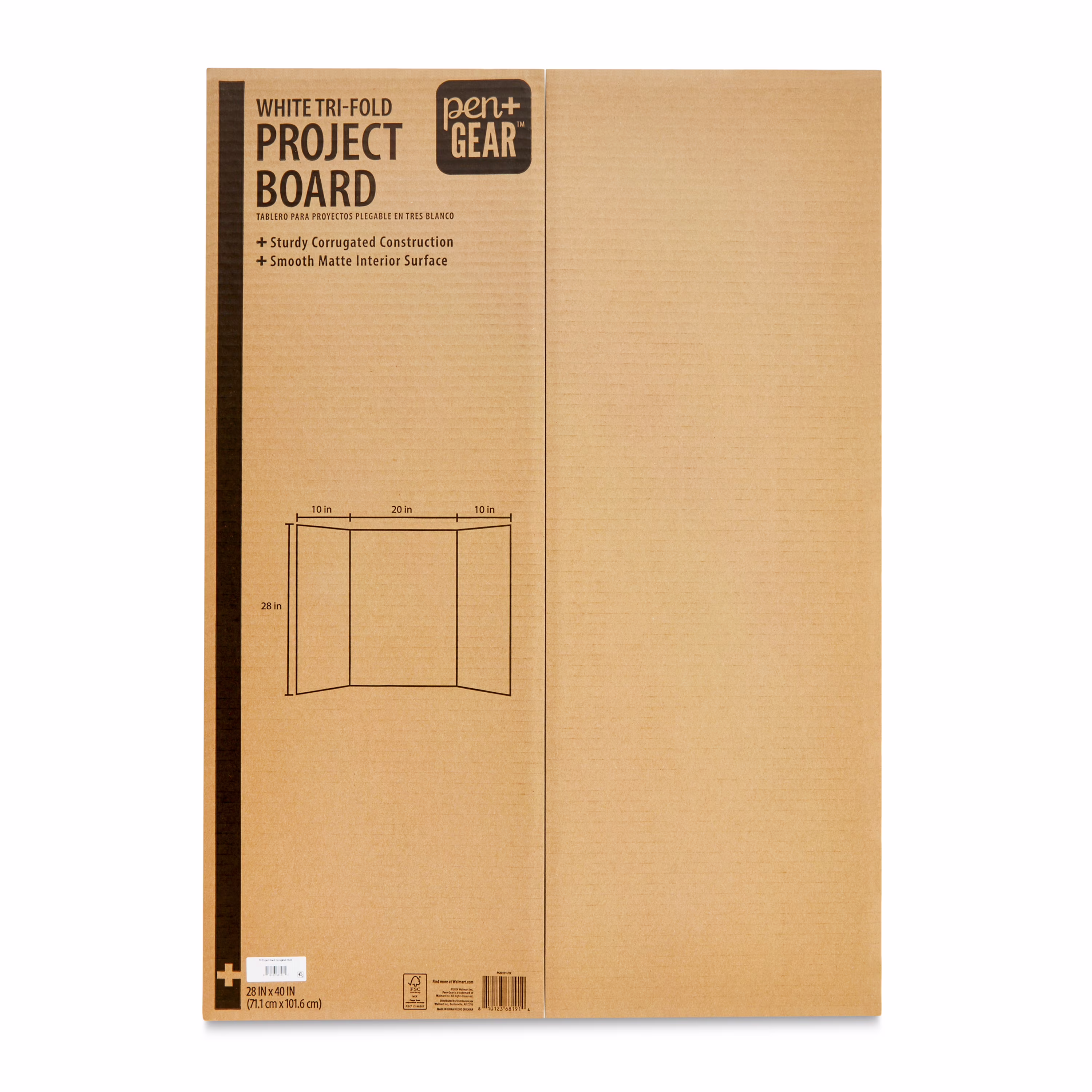 Pen+Gear White Tri-Fold Corrugated Project Board, 28