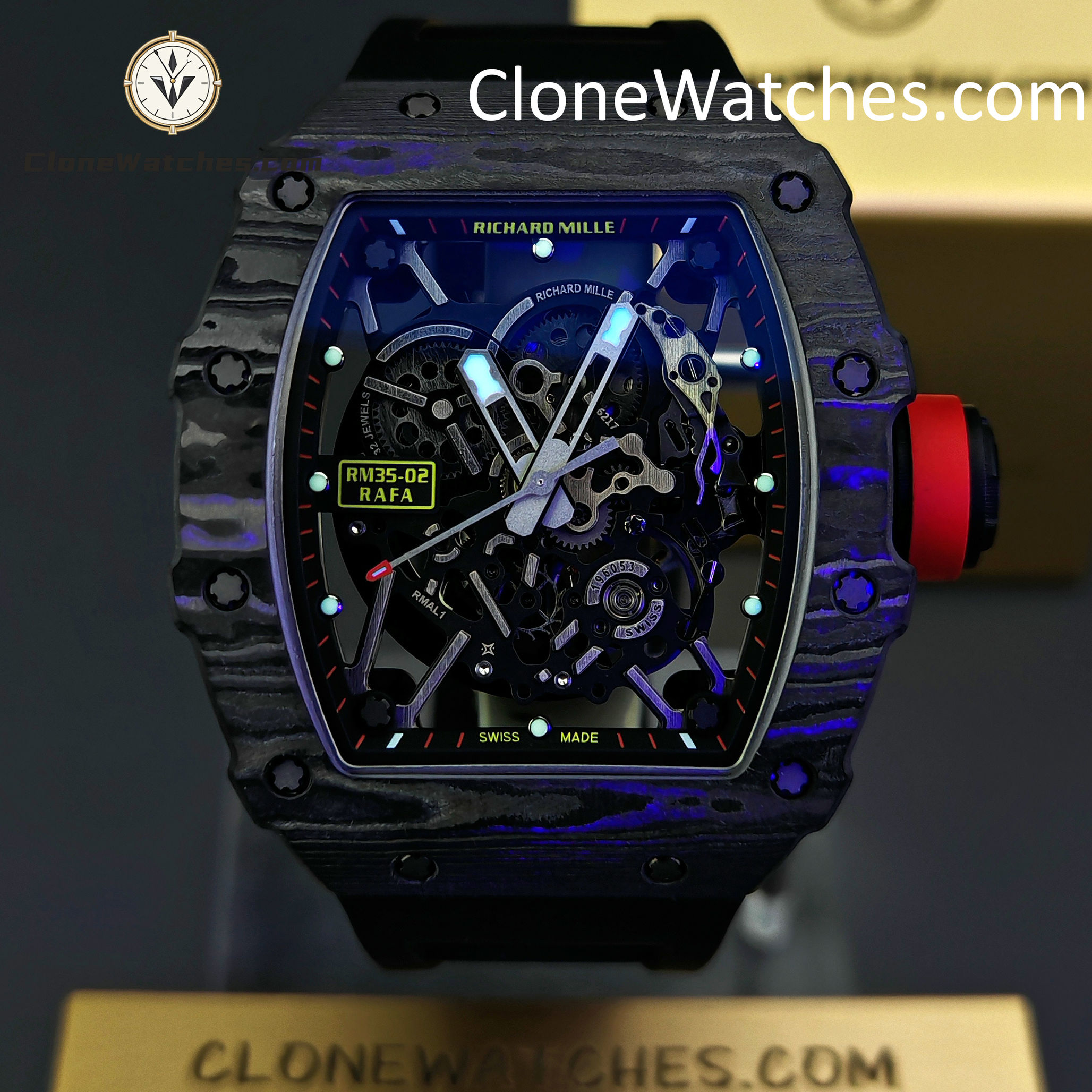 Richard Mille Super Clone Watches 1:1 RM 035 – 02 NTPT Carbon Fiber Black Rubber Strap