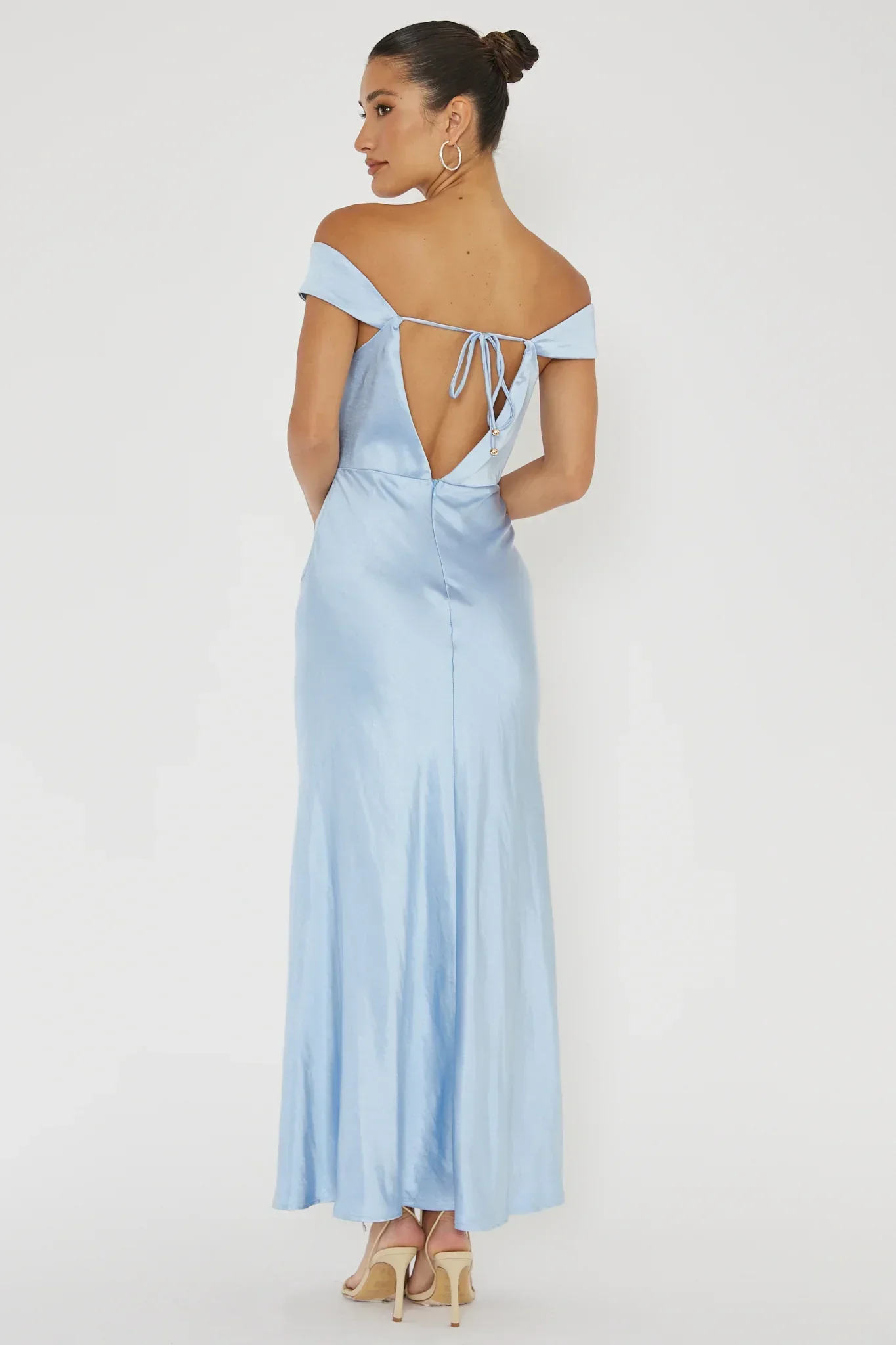 Lucinda Off-Shoulder V-Back Dress Blue