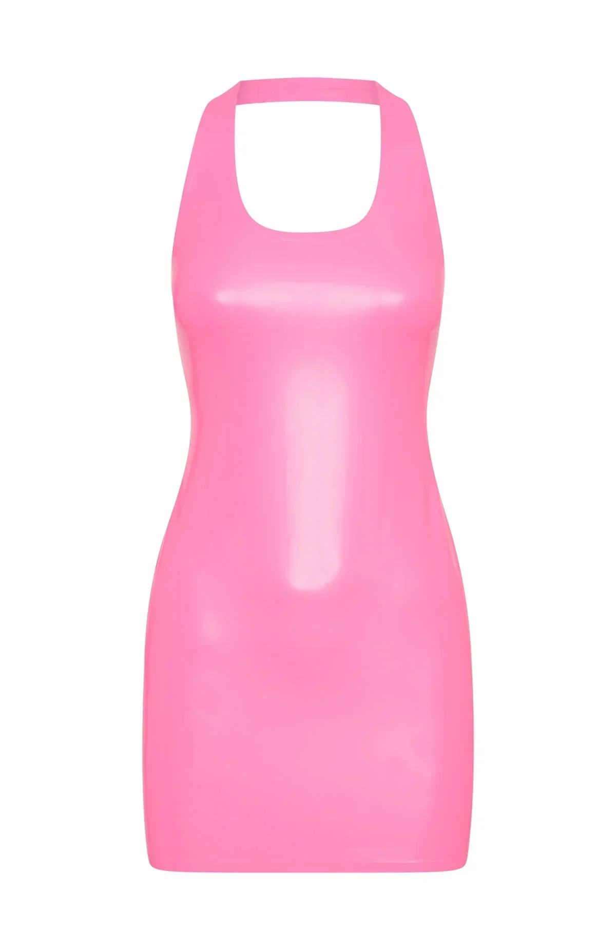Spell Breaker Latex Mini Dress Hot Pink