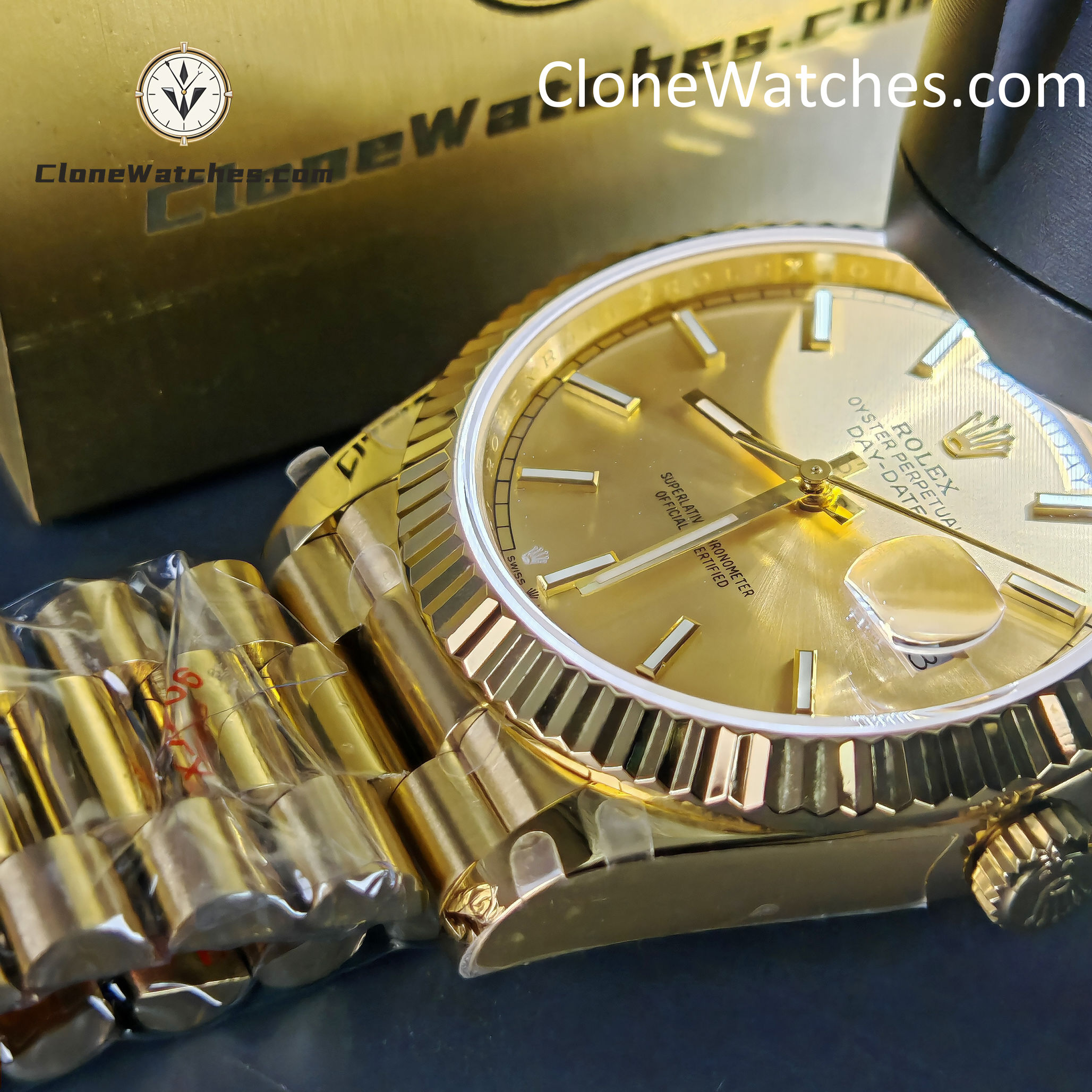 Rolex Super Clone Watches 1:1 Day Date 18K Gold 40mm m228238-0003 3255 Movement