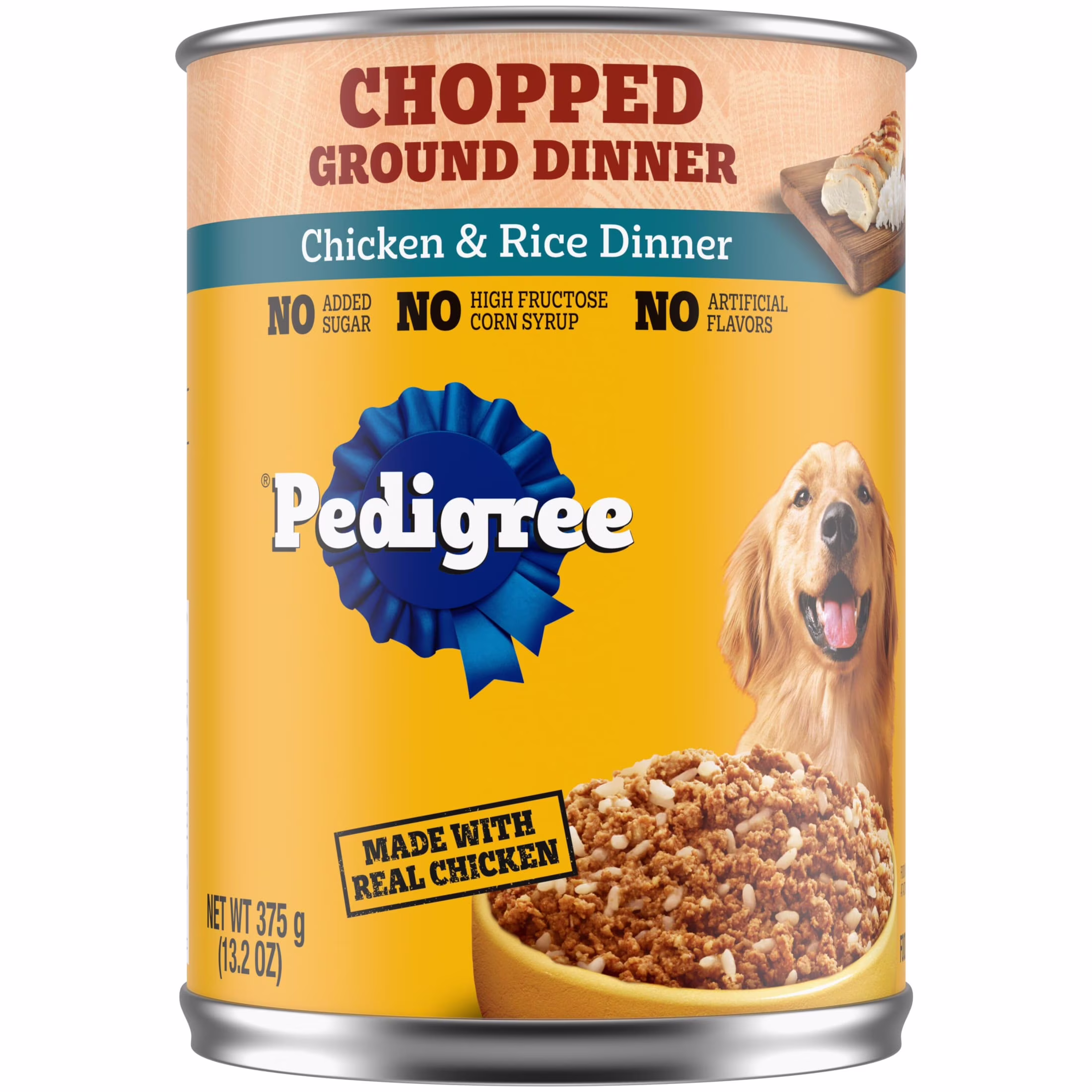 Pedigree Chopped Ground Dinner Chicken & Rice Soft Wet Dog Food, 13.2 oz Cans