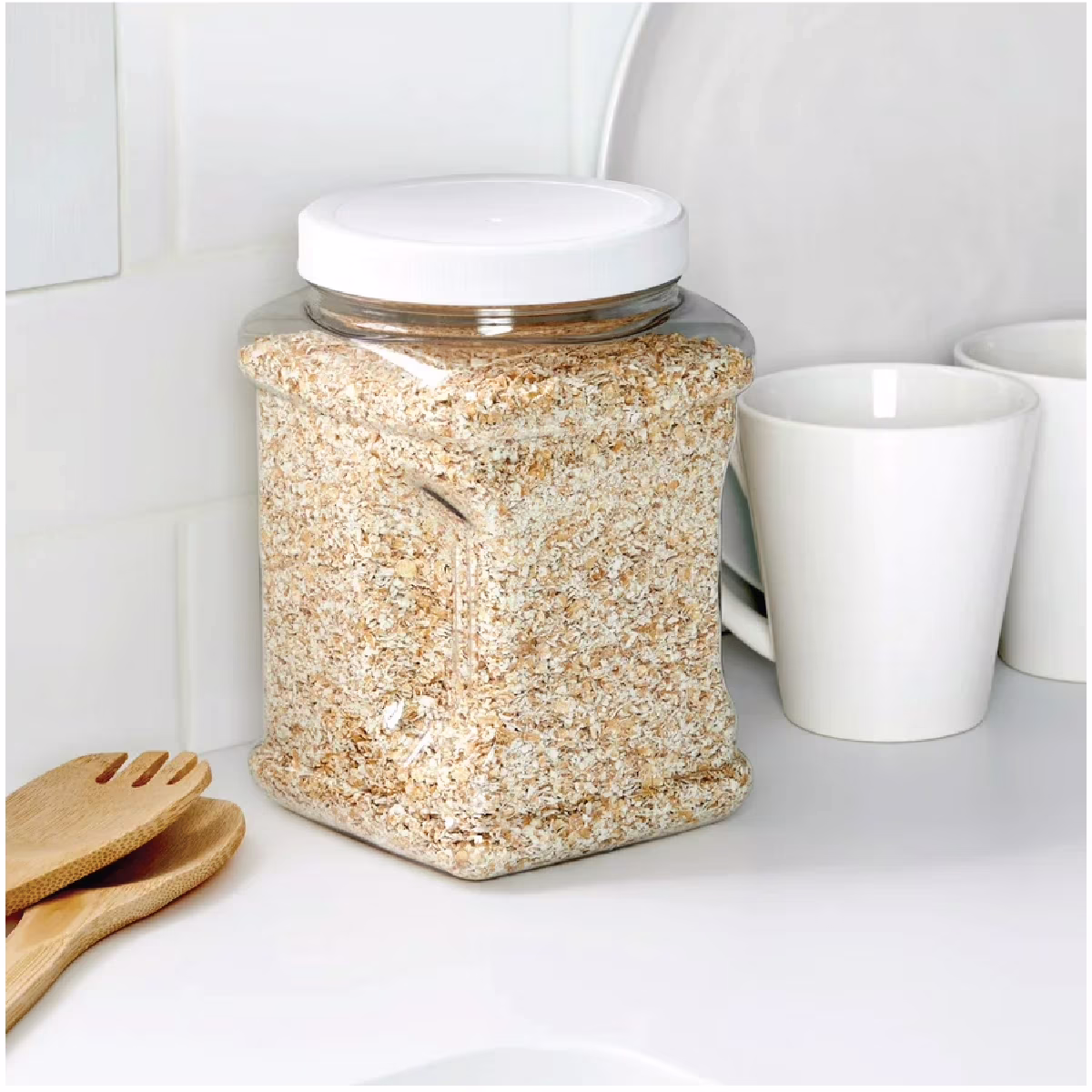 Mainstays 2 qt Clear Plastic Food Storage Canister with White Twist-Top Lid, 1 Each