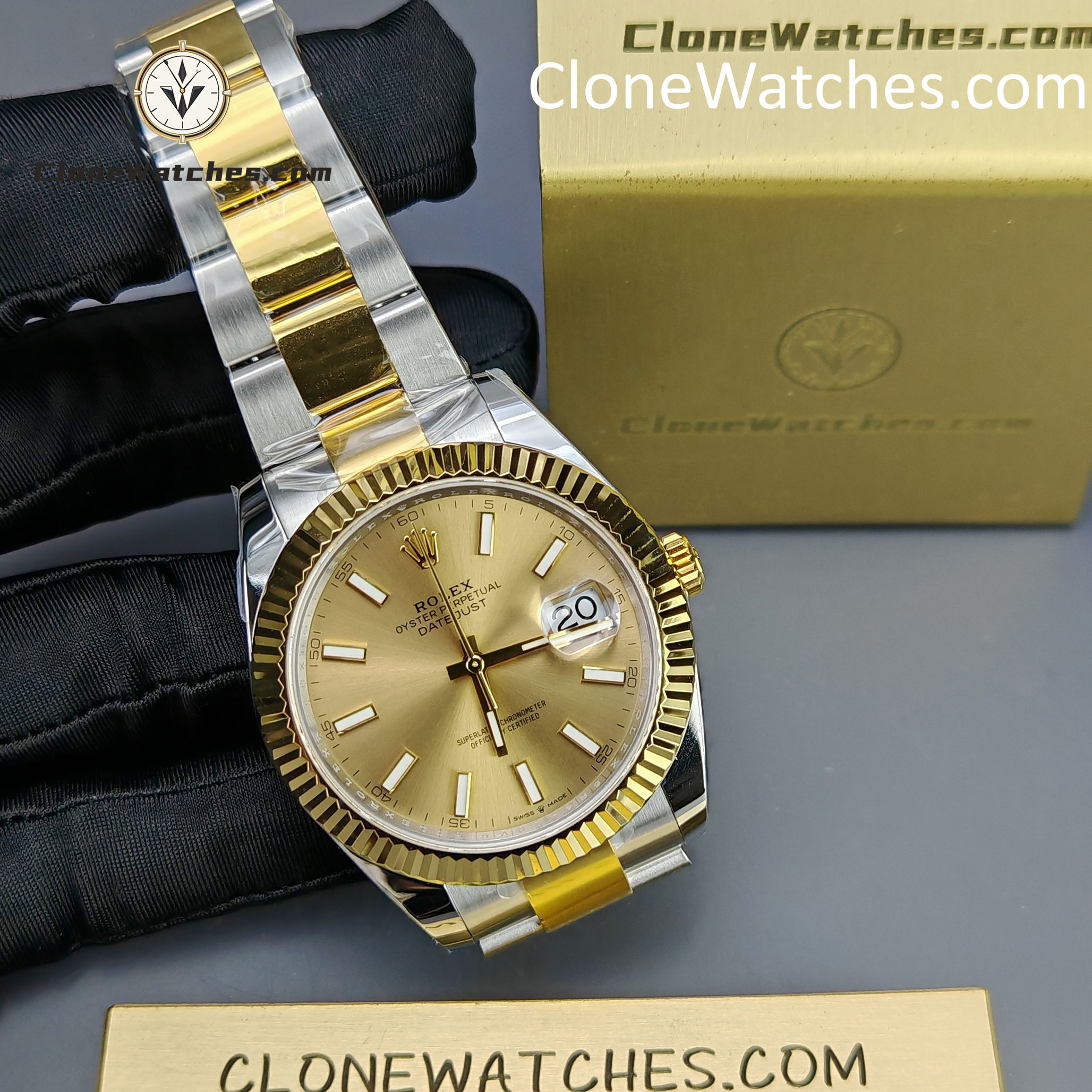 Rolex Super Clone Watches 1:1 DateJust Gold Dial m126333-0009 Oyster 41MM 3235 Movement