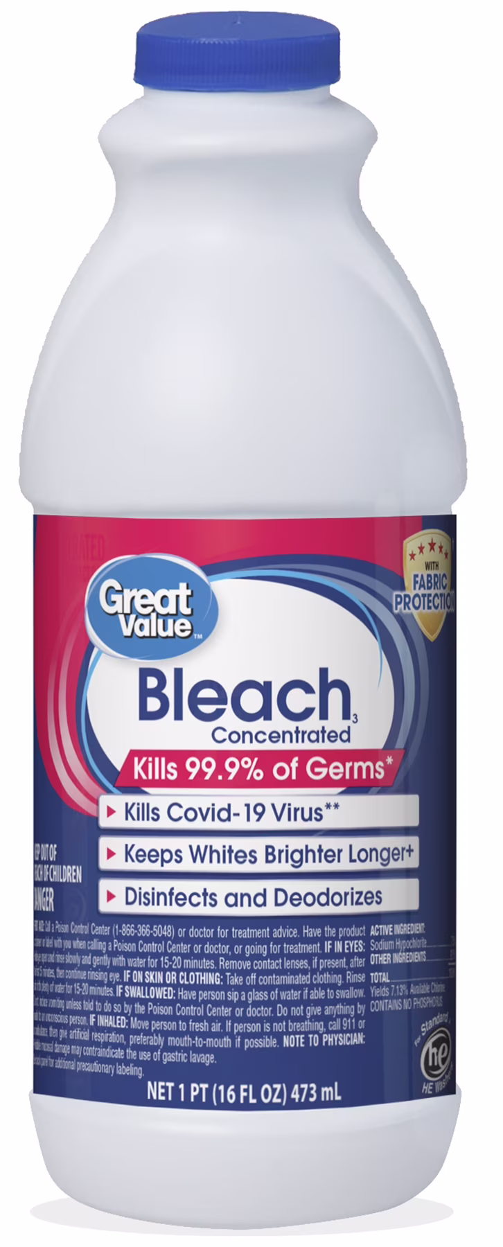 Great Value Blanqueador Concentrado para Protección de Telas, 16 fl oz