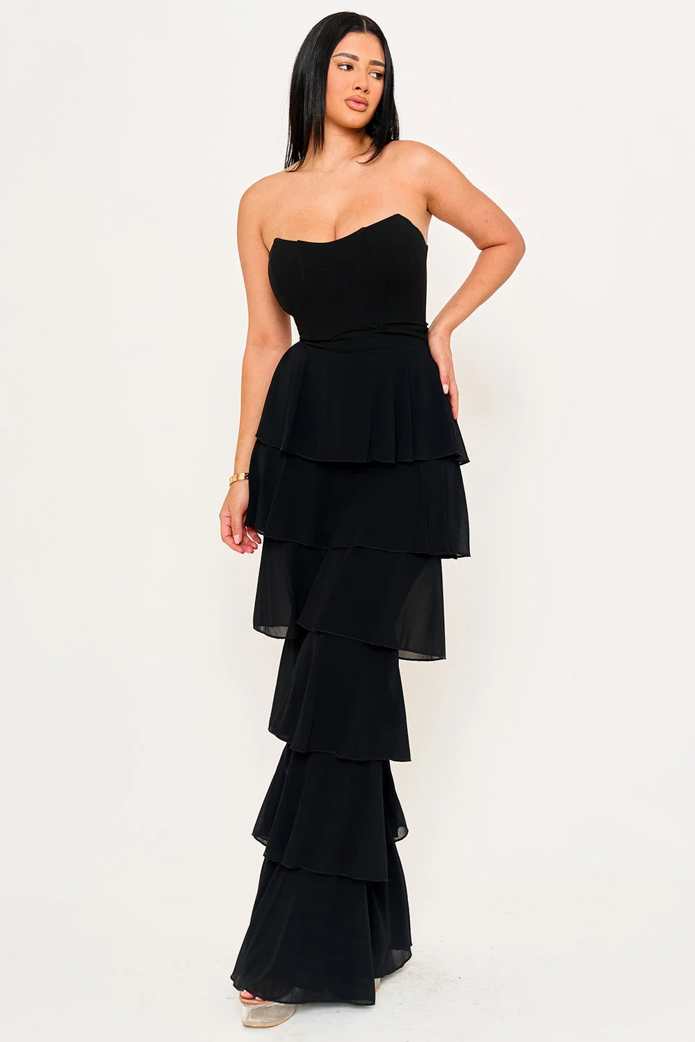 Symphony Jumpsuit - Techno Crepe & Chiffon Contrast Jumpsuit