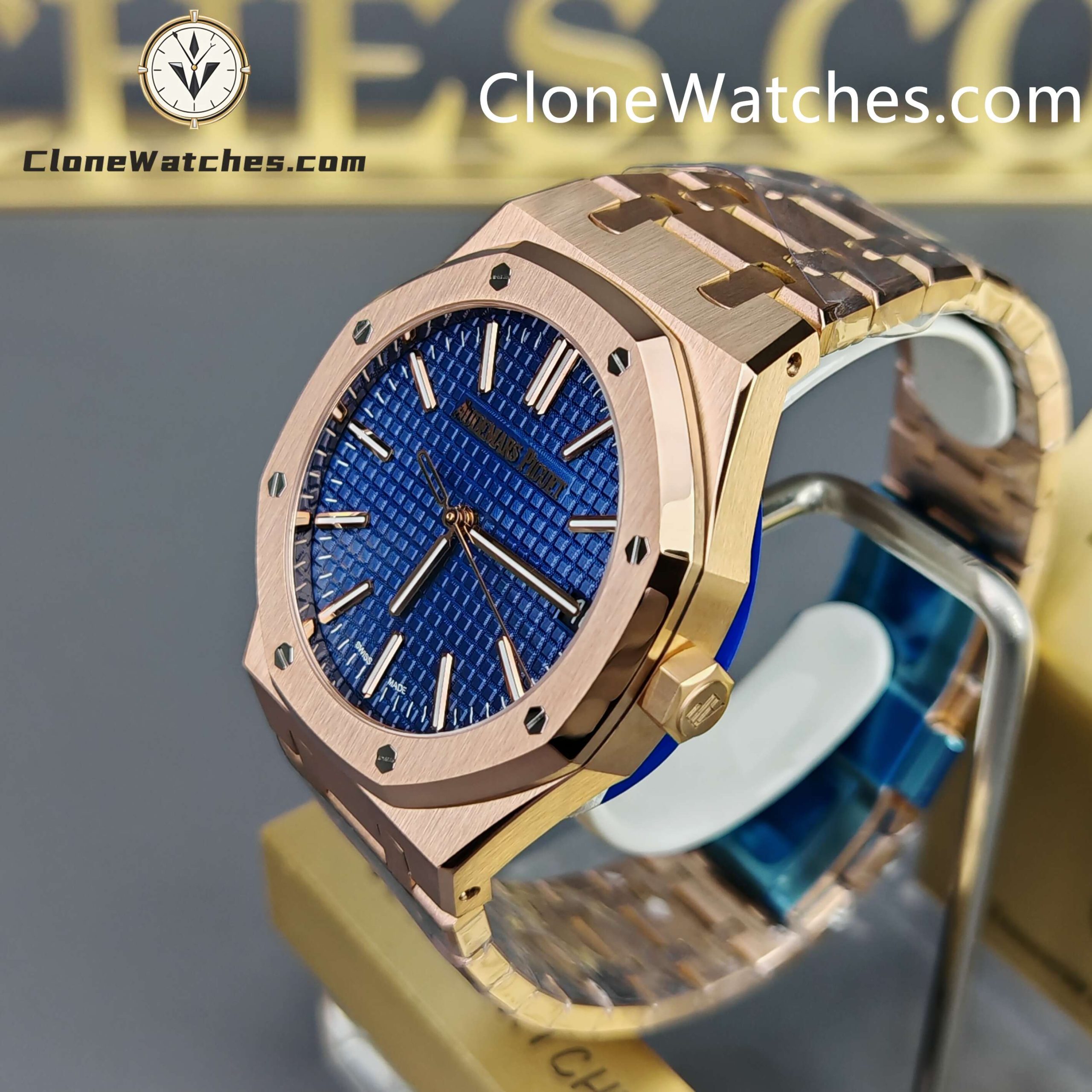 Audemars Piguet Super Clone Watches 1:1 Royal Oak 15510 Rose Gold Blue Dial 41MM